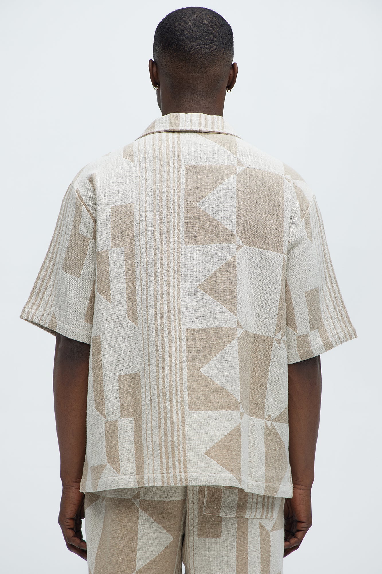 Abstract Cuban Collar Button Down Shirt - Cream/combo - Image 4