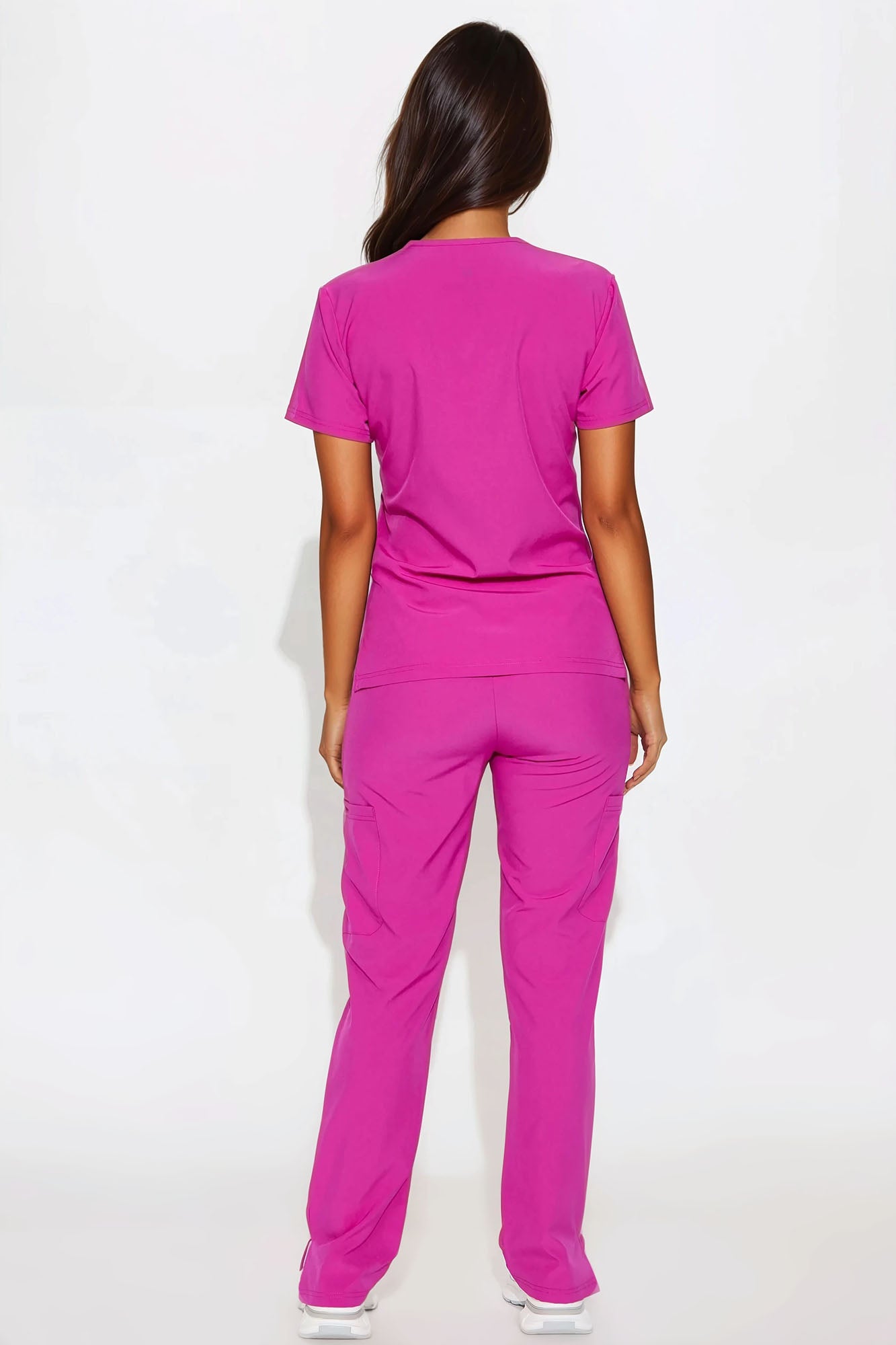 Essential 4 Way Stretch Scrub Uniform Set - Magenta - Image 3