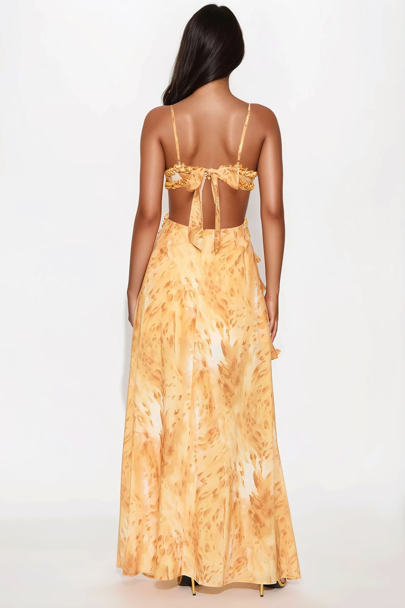 Chelsea Ruffle Maxi Dress - Mustard/combo - Image 3
