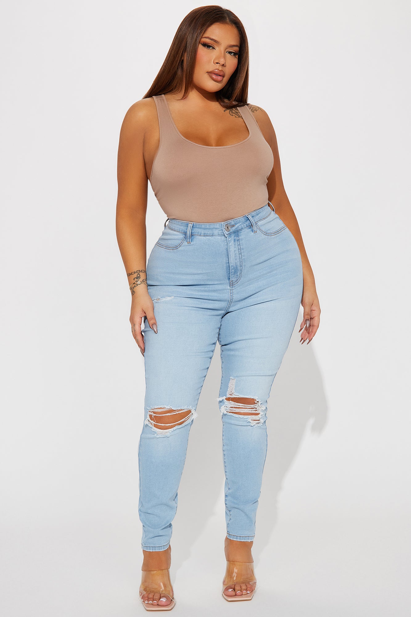Booty Lifter Curvy Stretch Skinny Jean - Light Wash - Image 4