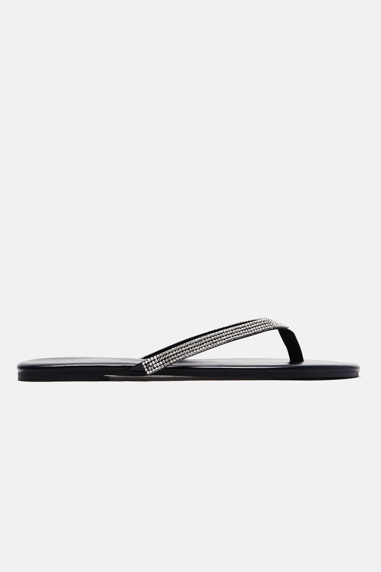 Alina Rhinestone Flip Flops - Black - Image 4