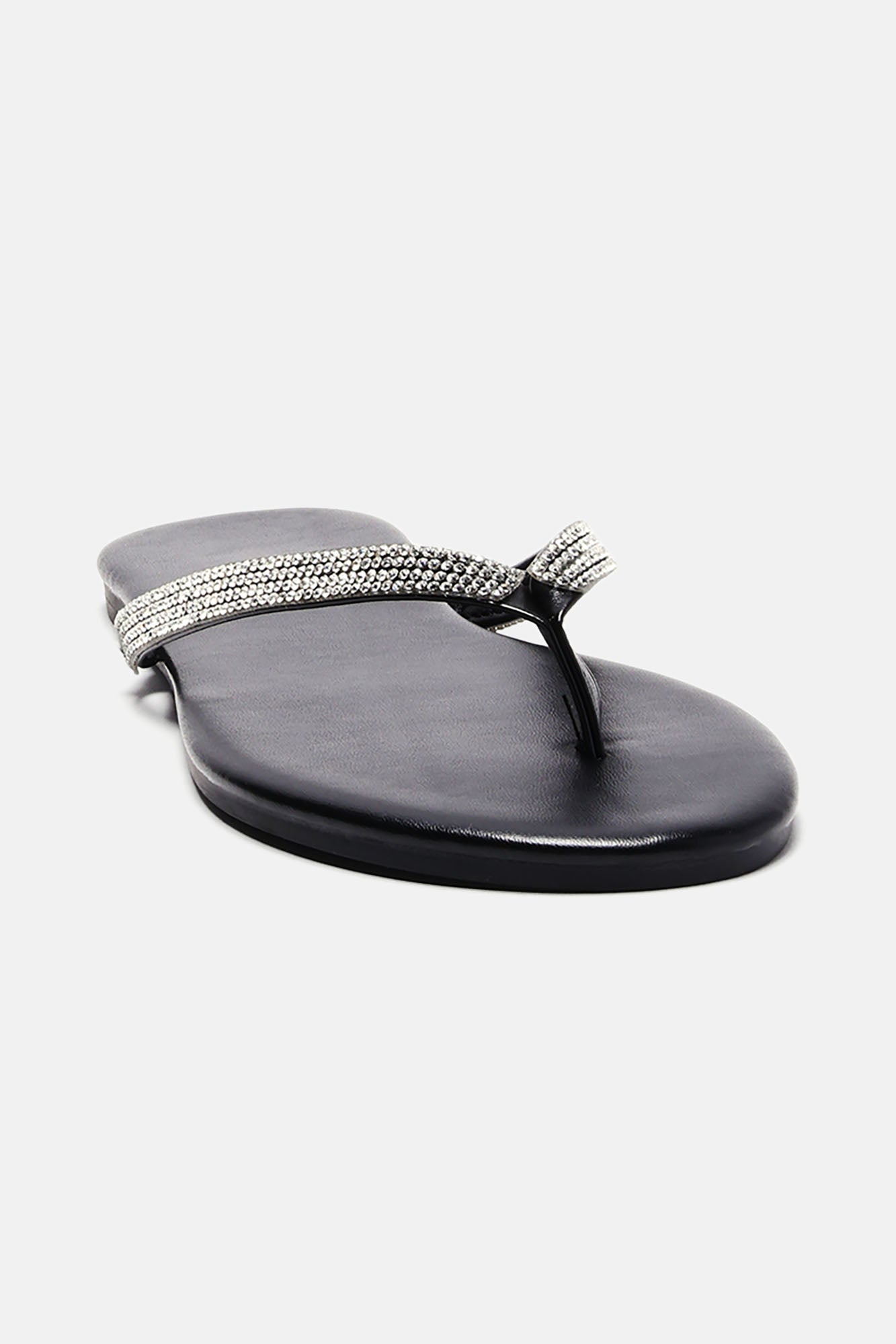 Alina Rhinestone Flip Flops - Black - Image 3