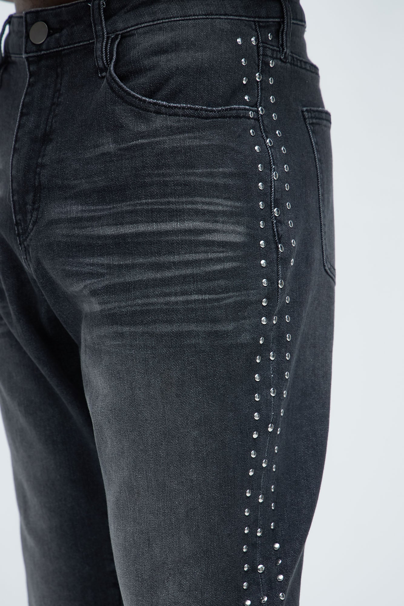 Stud Behavior Slim Jeans - Black Wash - Image 4
