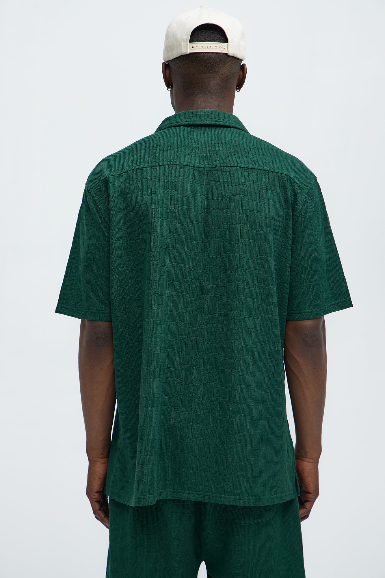 Vintage Short Sleeve Button Up Shirt - Hunter Green - Image 4