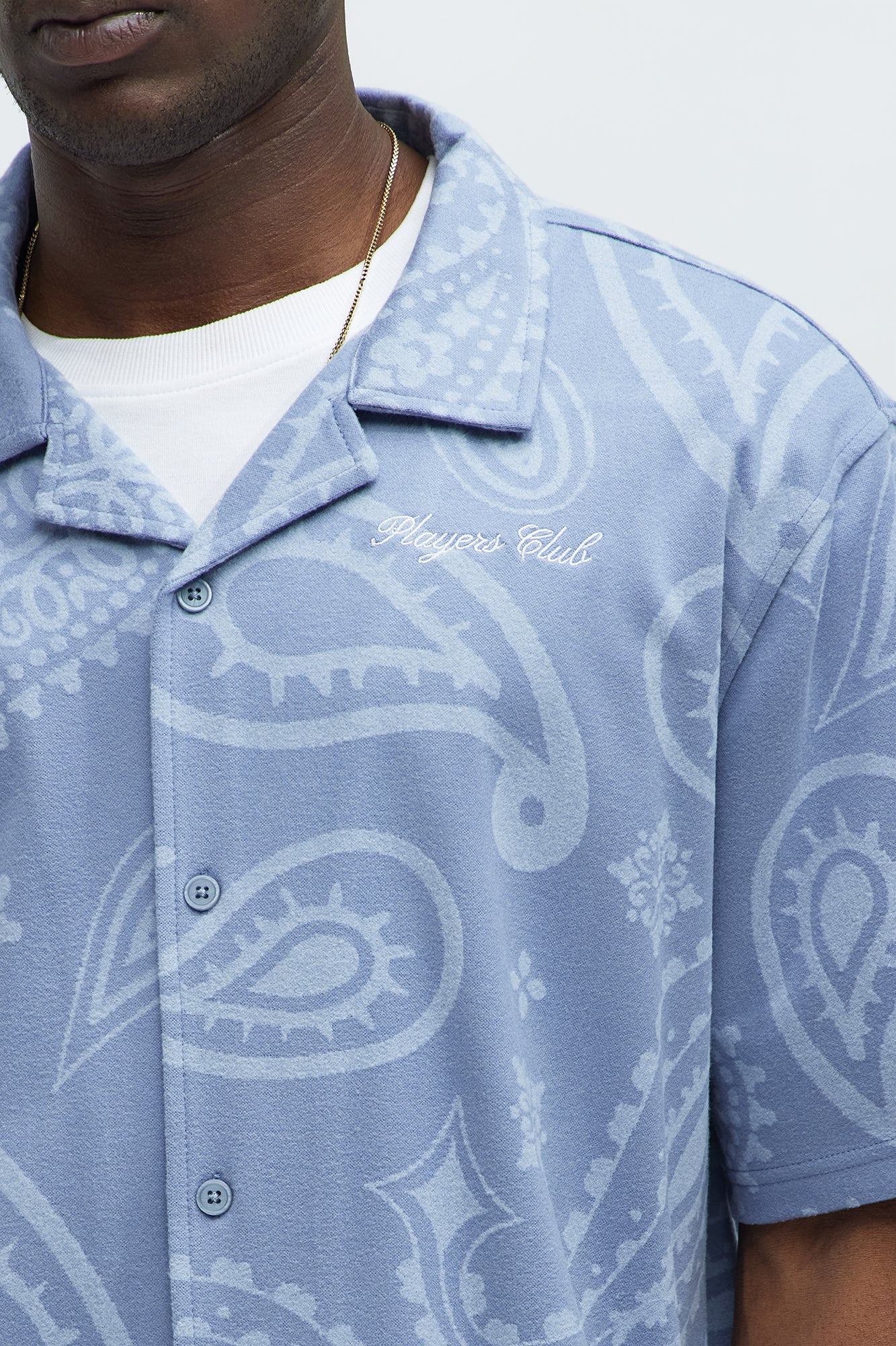 Heritage Paisley Short Sleeve Button Up - Light Blue - Image 3