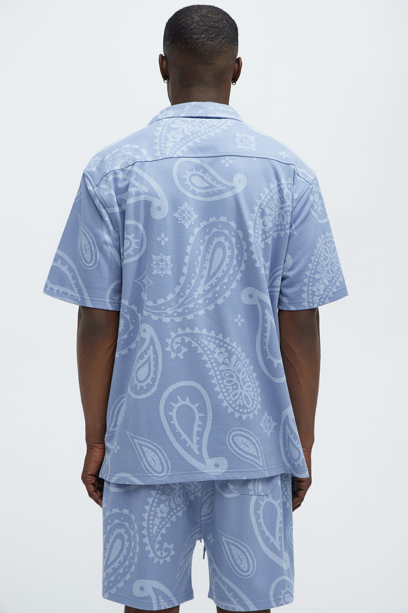 Heritage Paisley Short Sleeve Button Up - Light Blue - Image 4