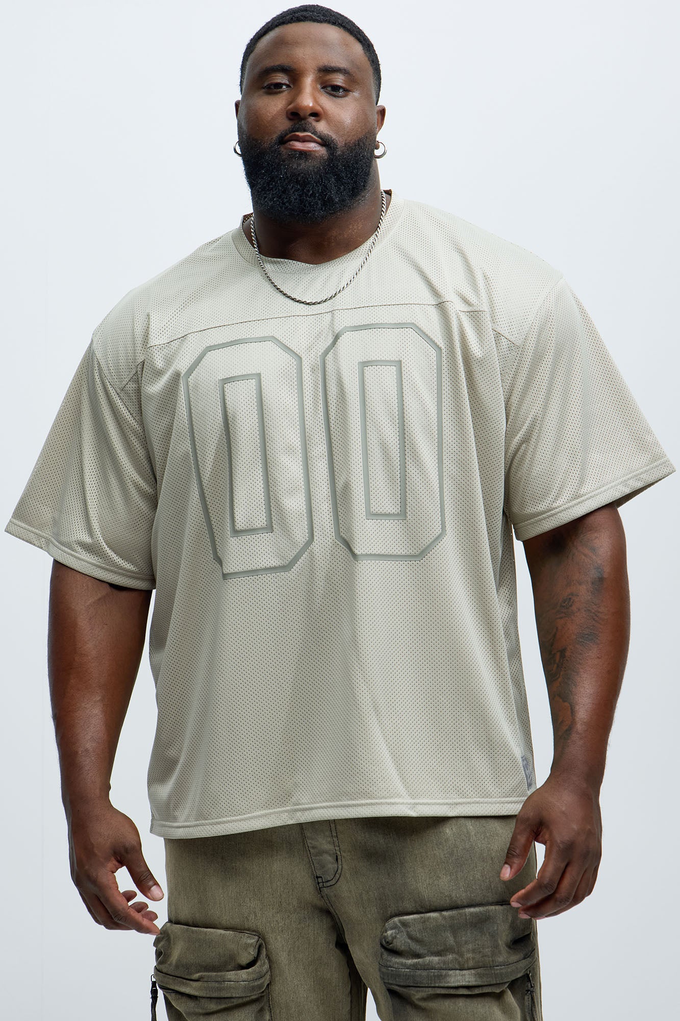 Mesh Boxy Football Short Sleeve Tee - Sand - Image 5