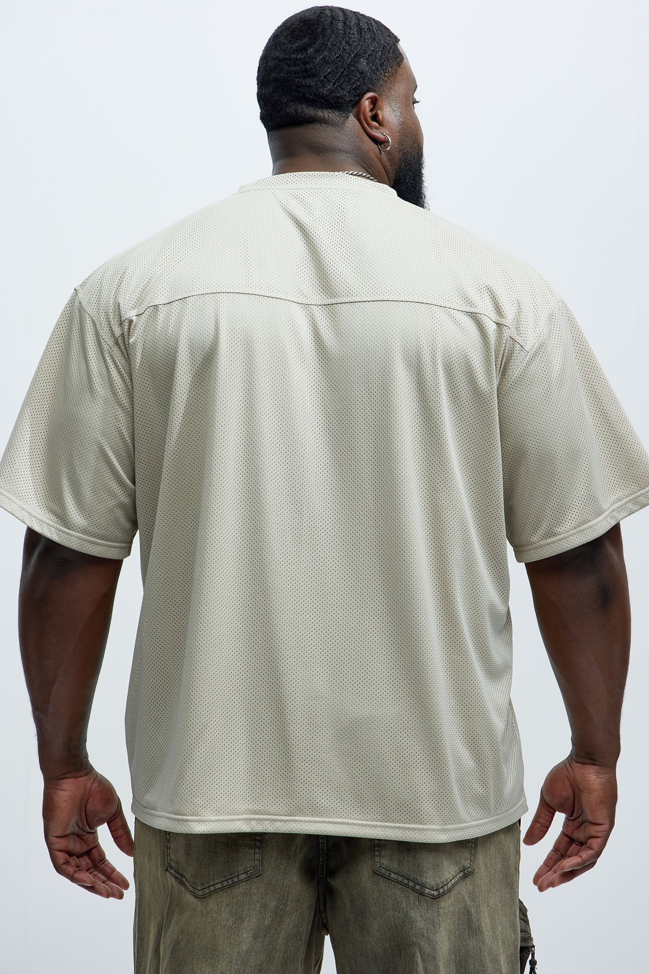 Mesh Boxy Football Short Sleeve Tee - Sand - Image 7