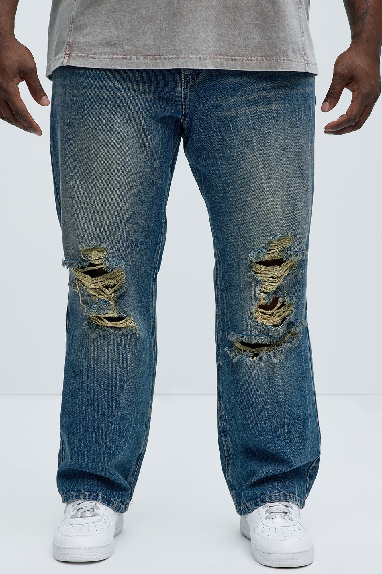 Brentonwood Distressed Straight Jeans - Vintage Blue Wash - Image 6