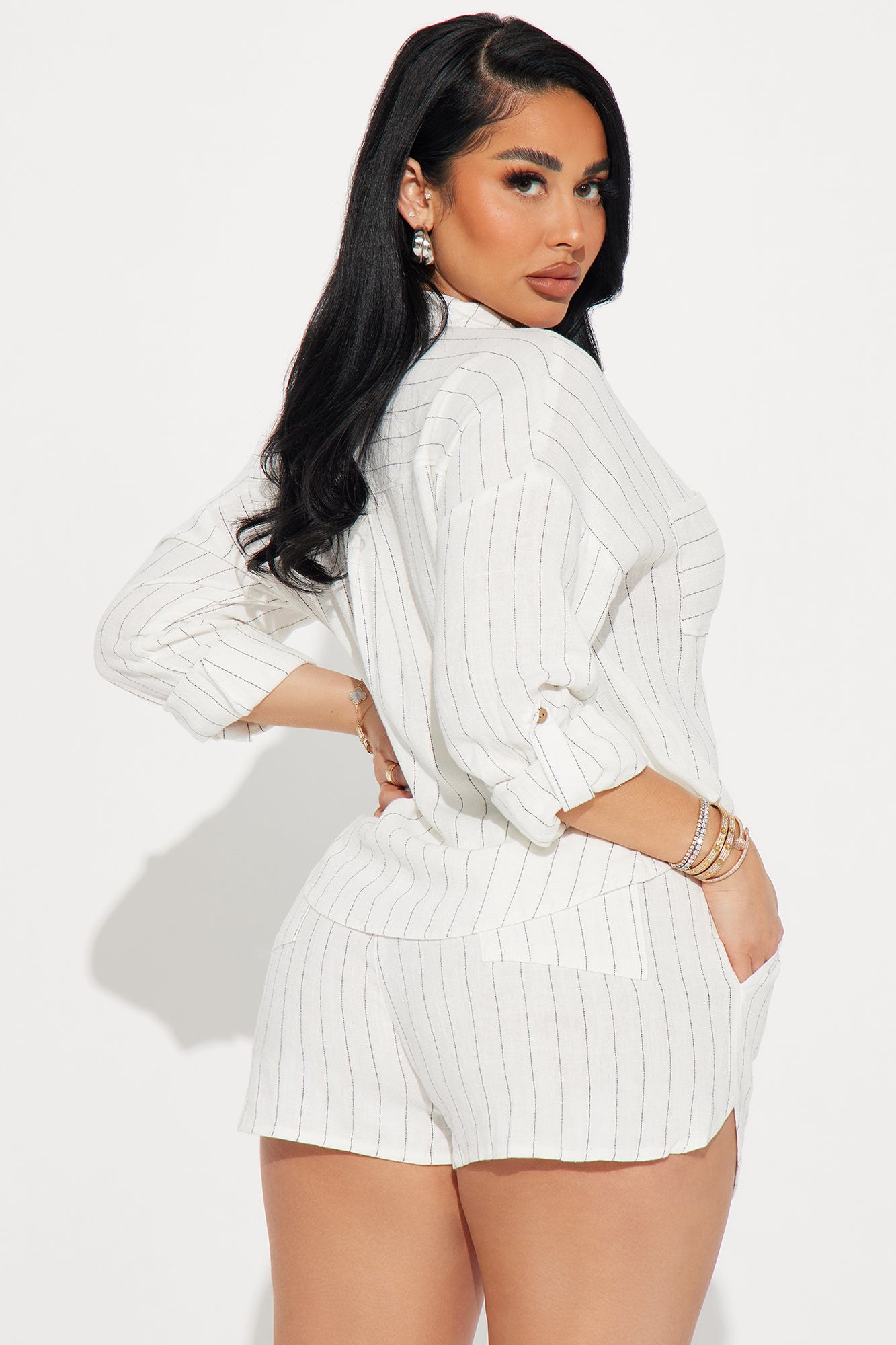 Lora Linen Short Set - White - Image 3