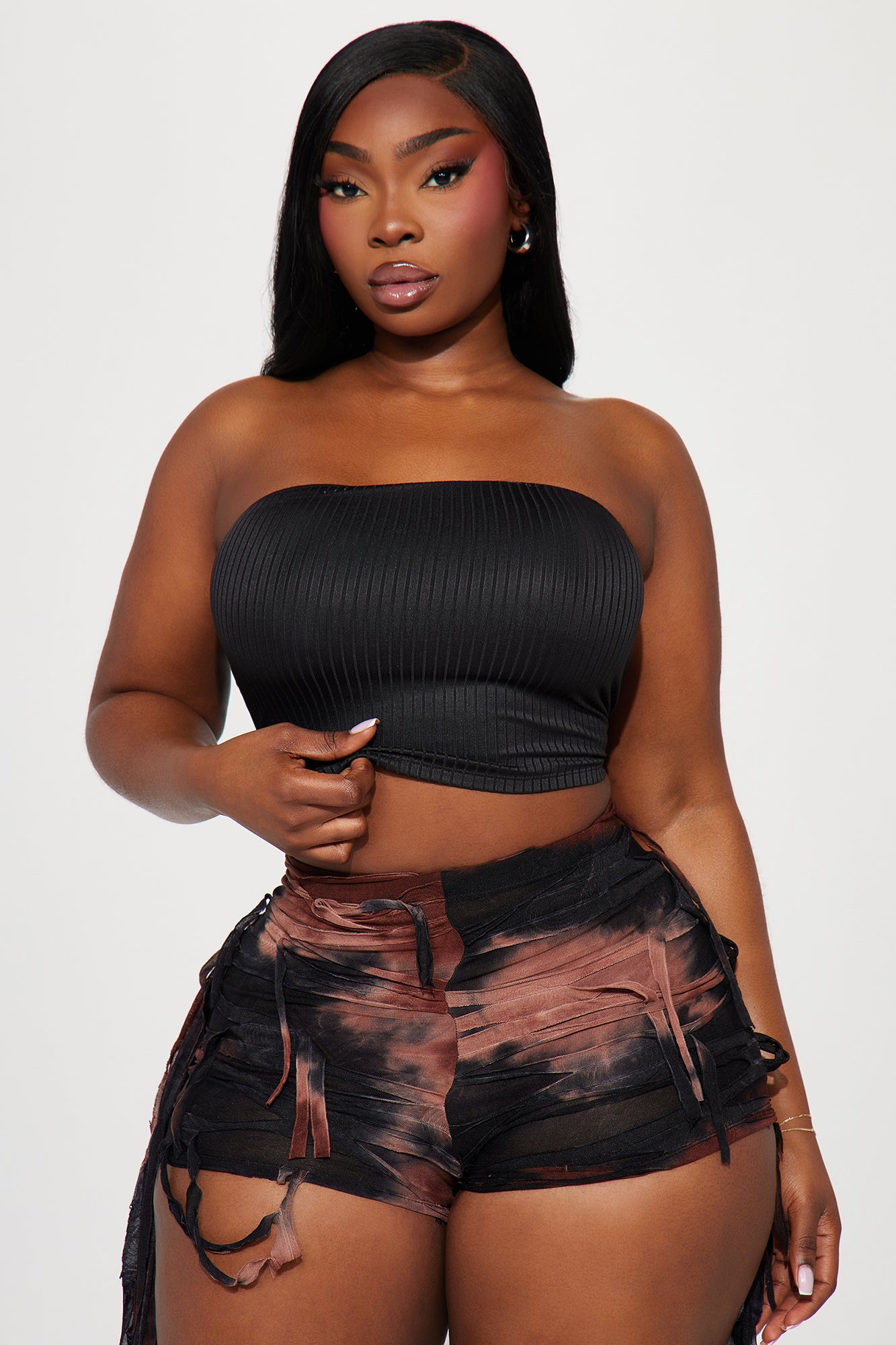 Masha Double Lined Ribbed Tube Top - Black - Image 4