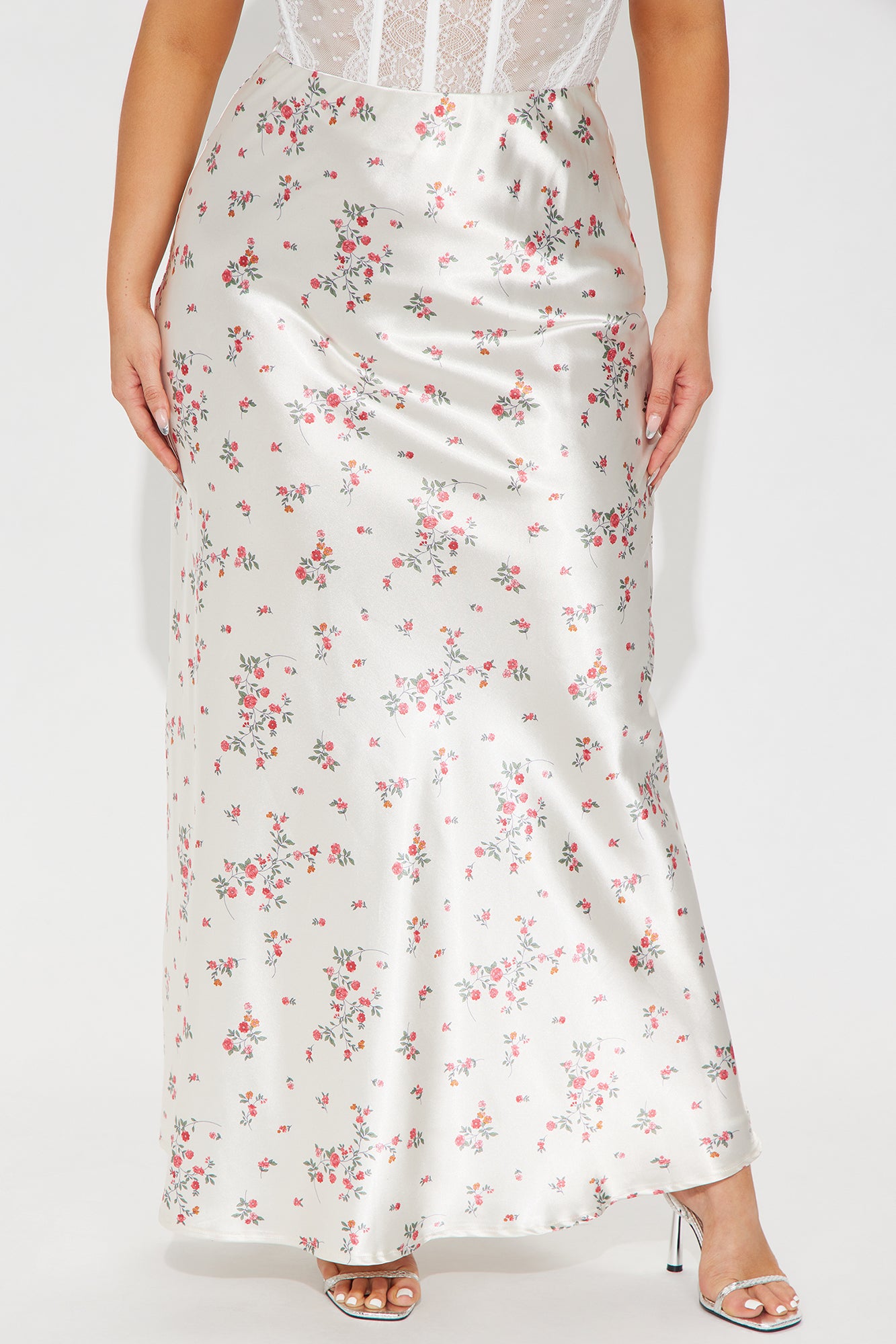 Buy Myself Flowers Satin Maxi Skirt - Champagne - Image 5