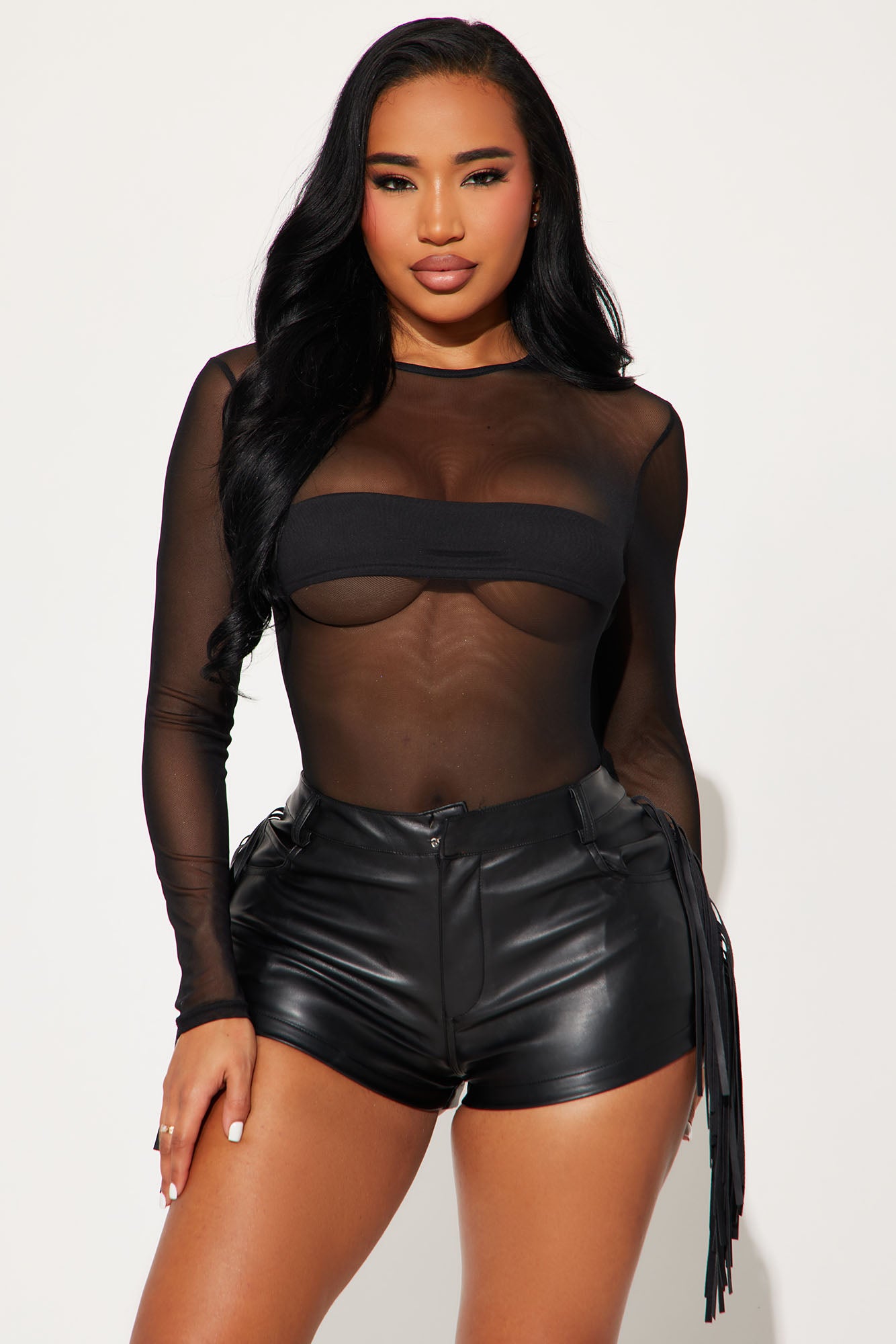 Art Of Seduction Sheer Long Sleeve Bodysuit - Black - Image 3