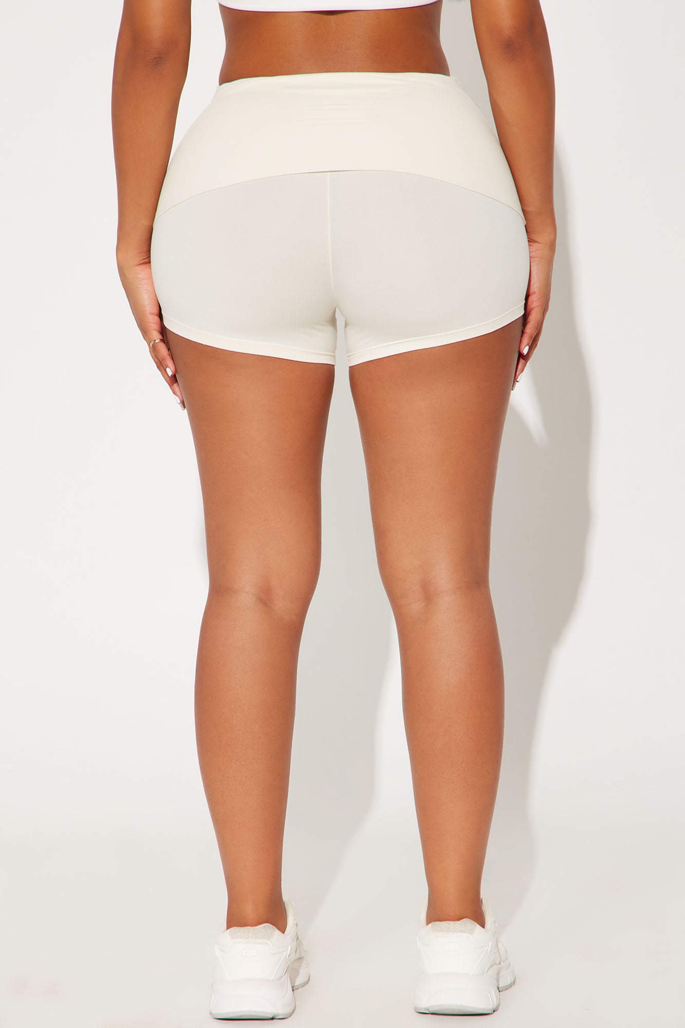 Calm And Collected Active Fold Over Short - Cream - Image 3