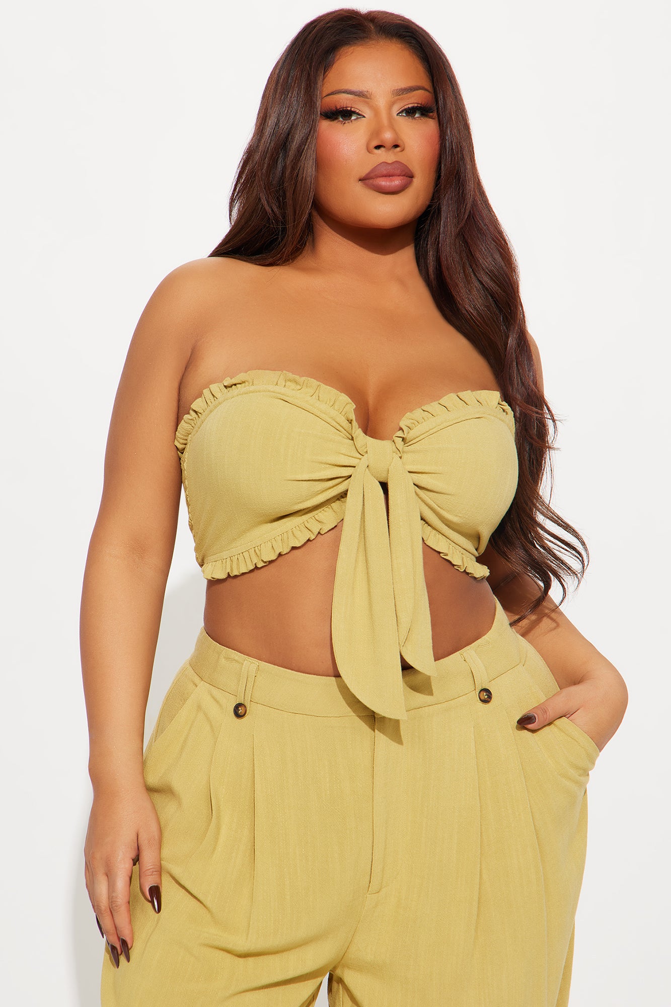 Juliette Linen Pant Set - Chartreuse - Image 5