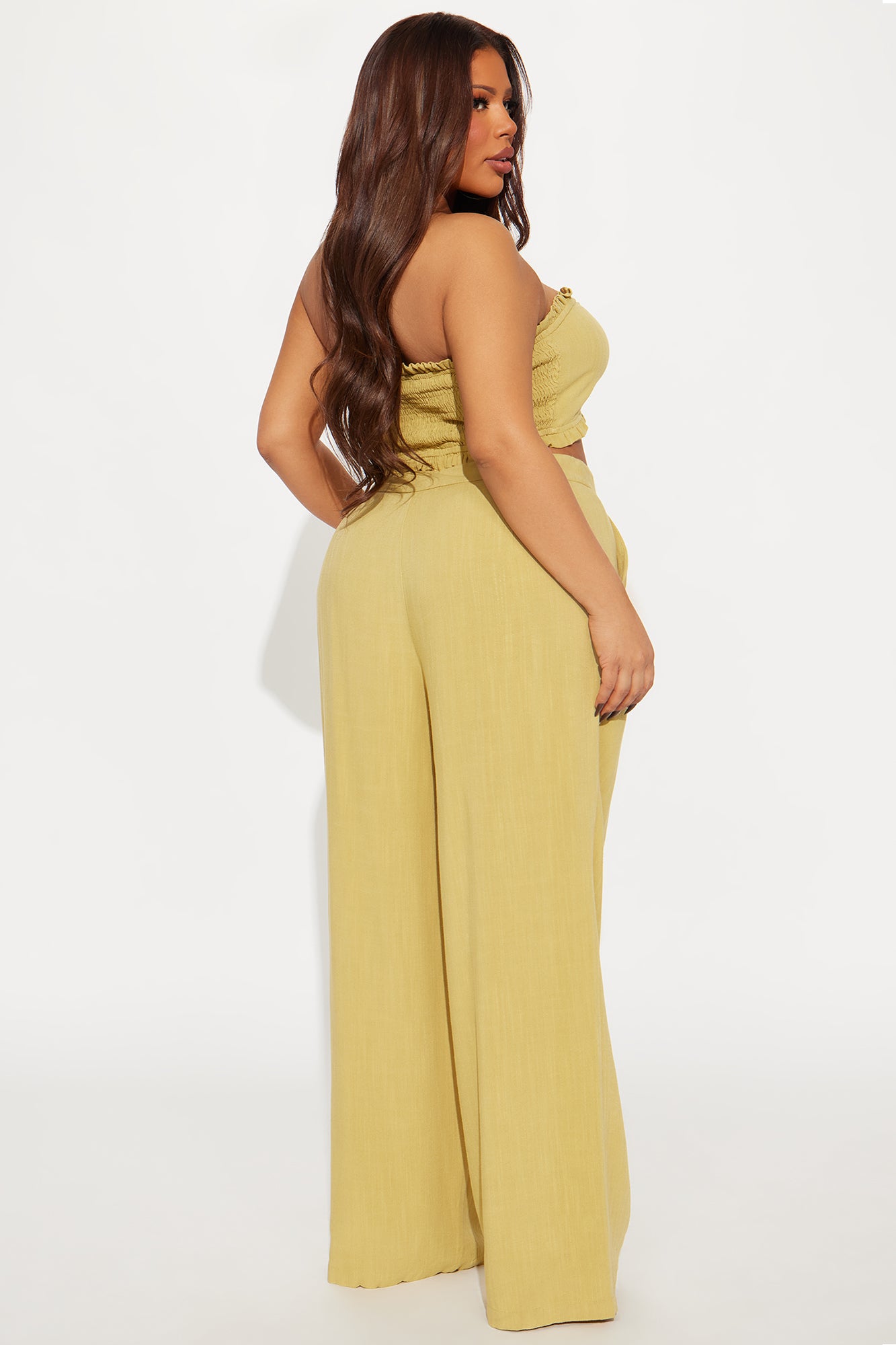 Juliette Linen Pant Set - Chartreuse - Image 6