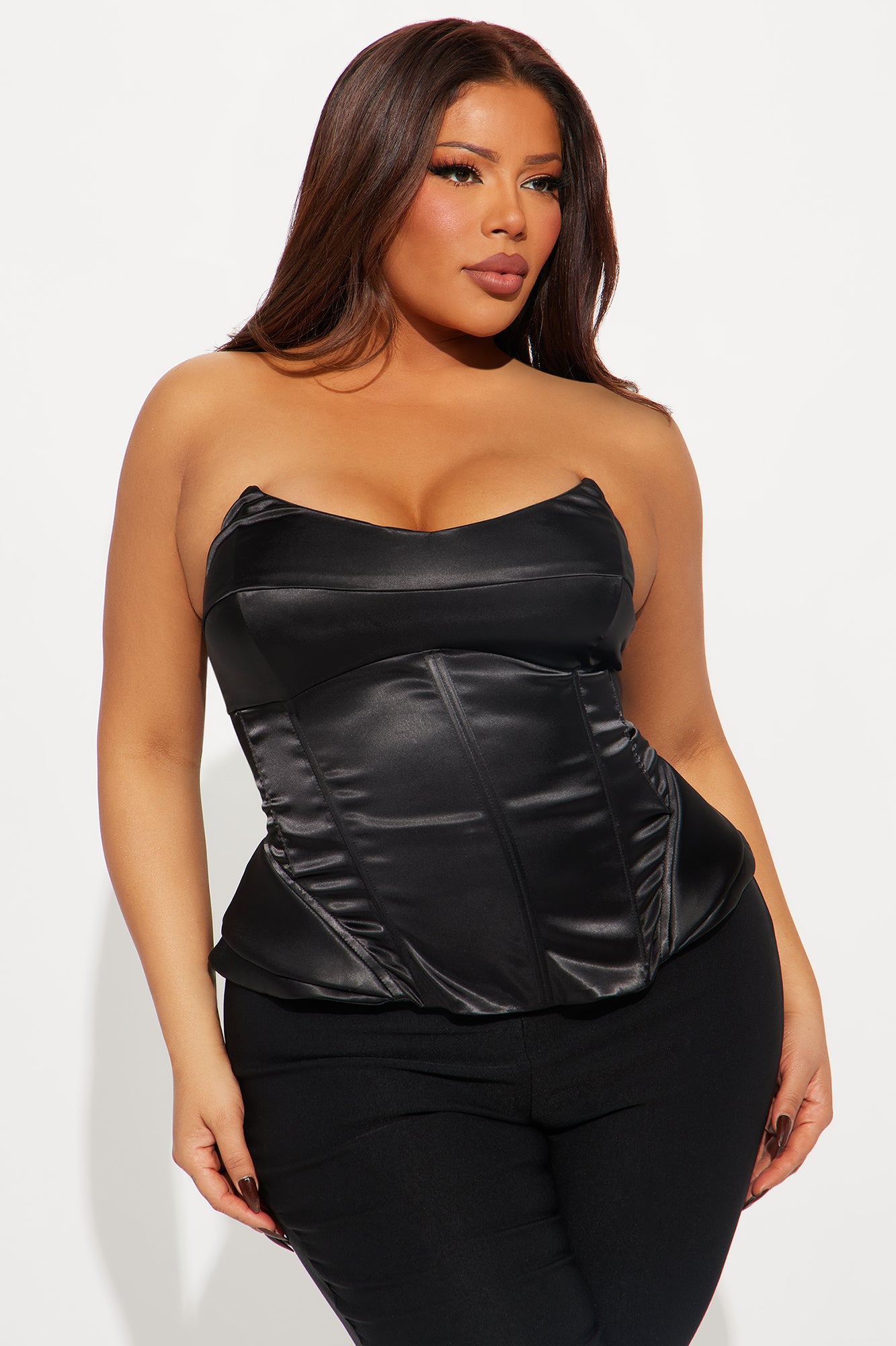 Best Of Me Satin Corset Top - Black - Image 4
