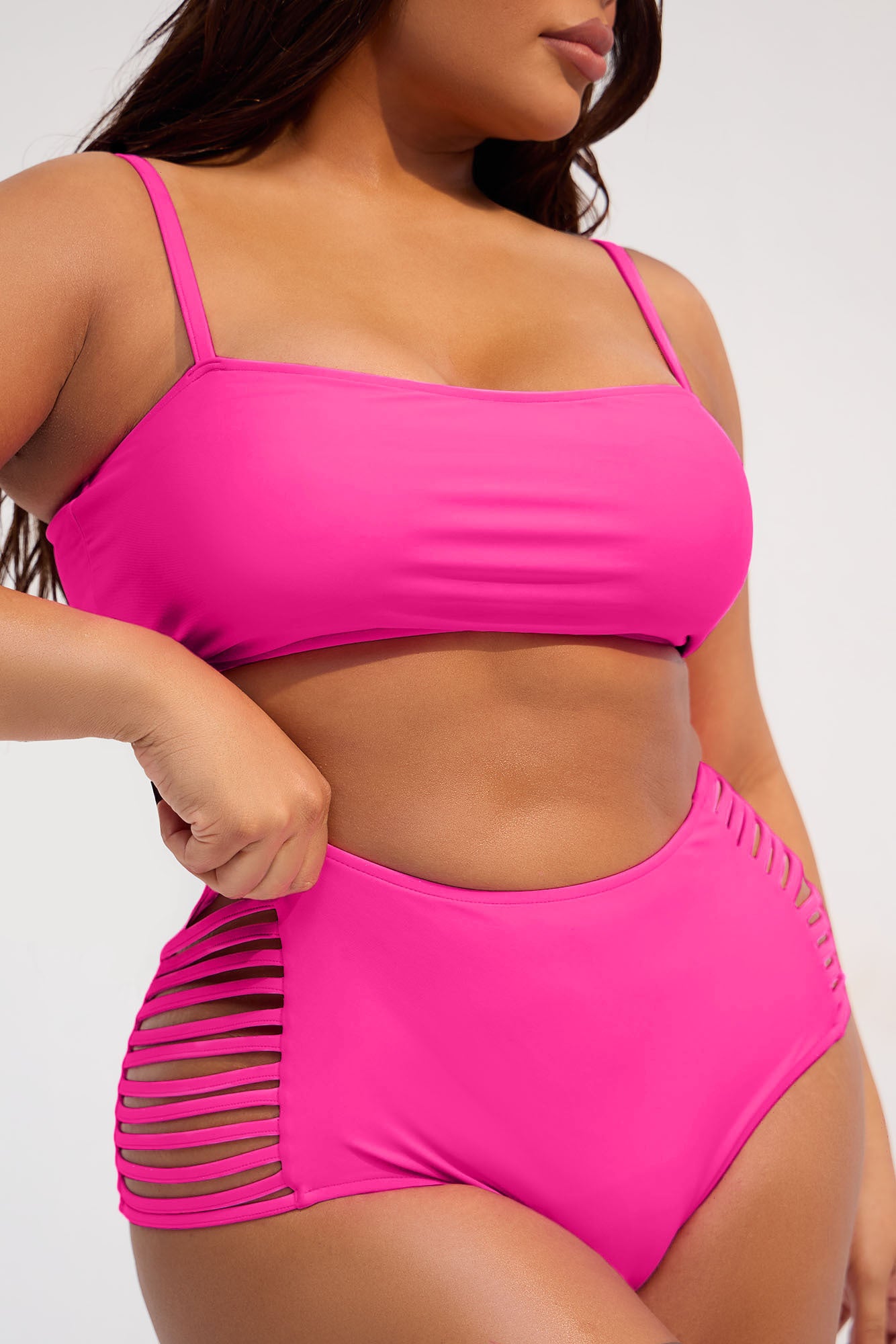 All Side Piece Bikini - Hot Pink - Image 5