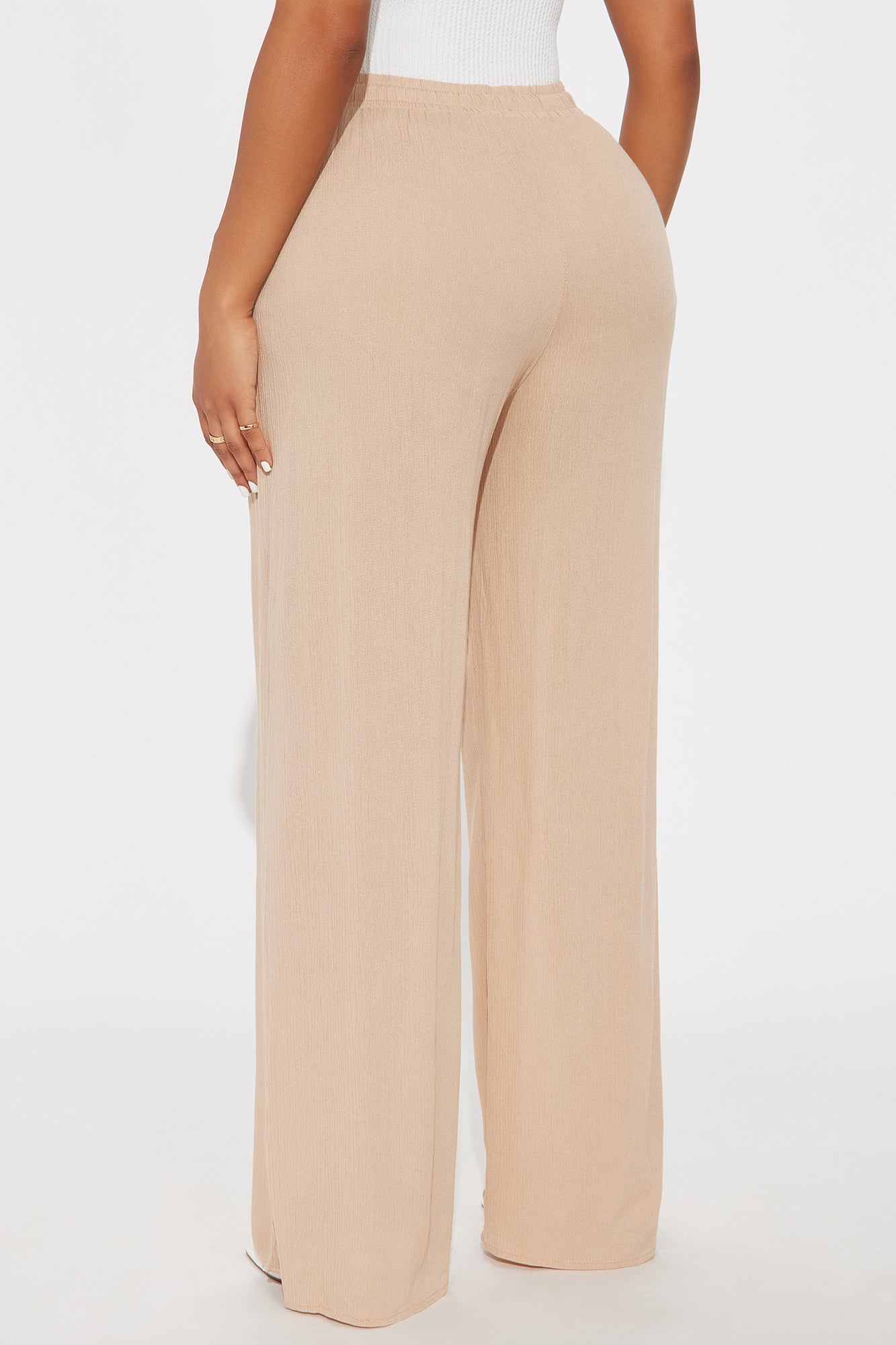 In Cannes For The Summer Wide Leg Gauze Pant - Tan - Image 3