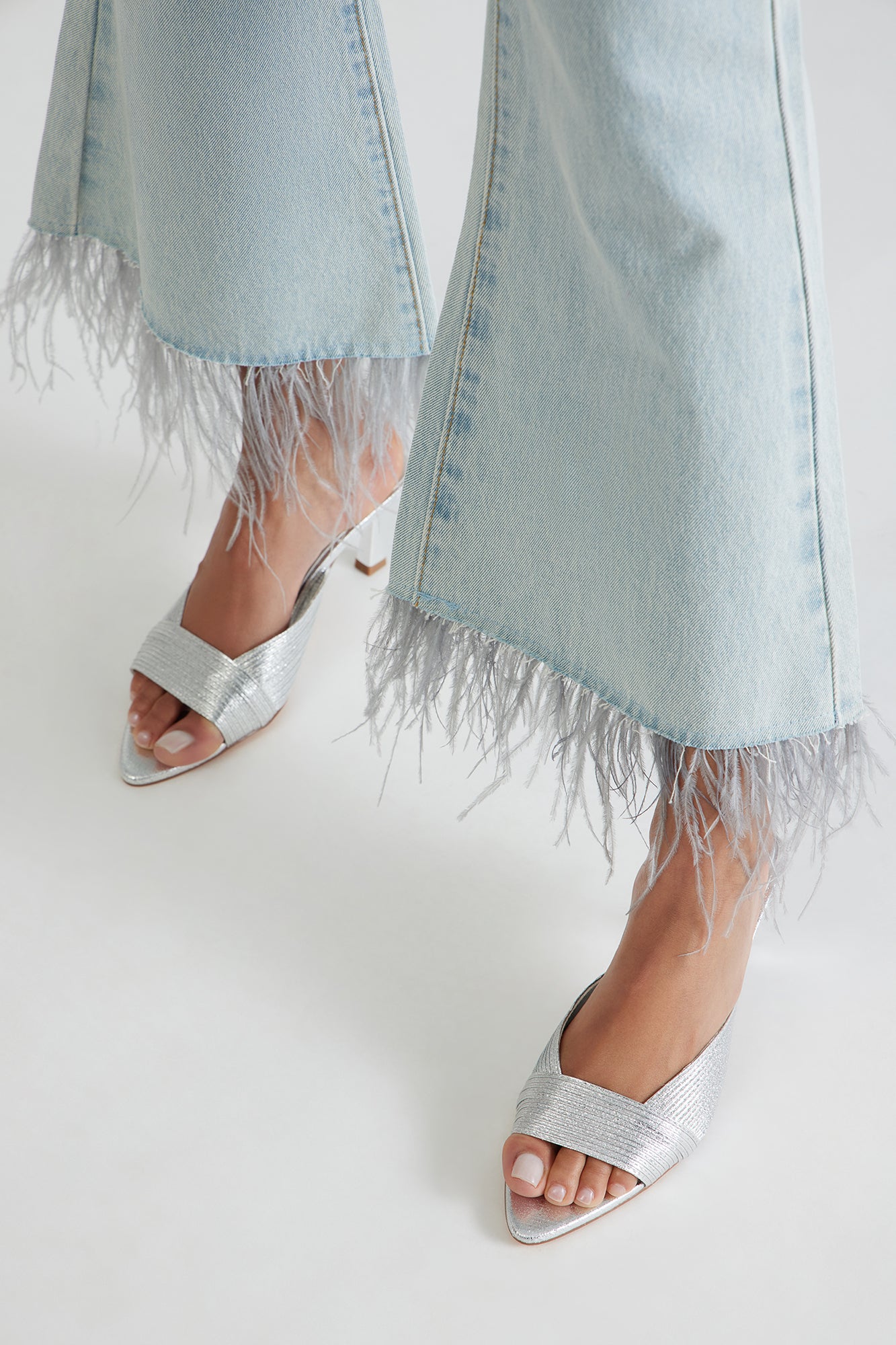 Gloria Pointed Toe Mules - Silver - Image 4