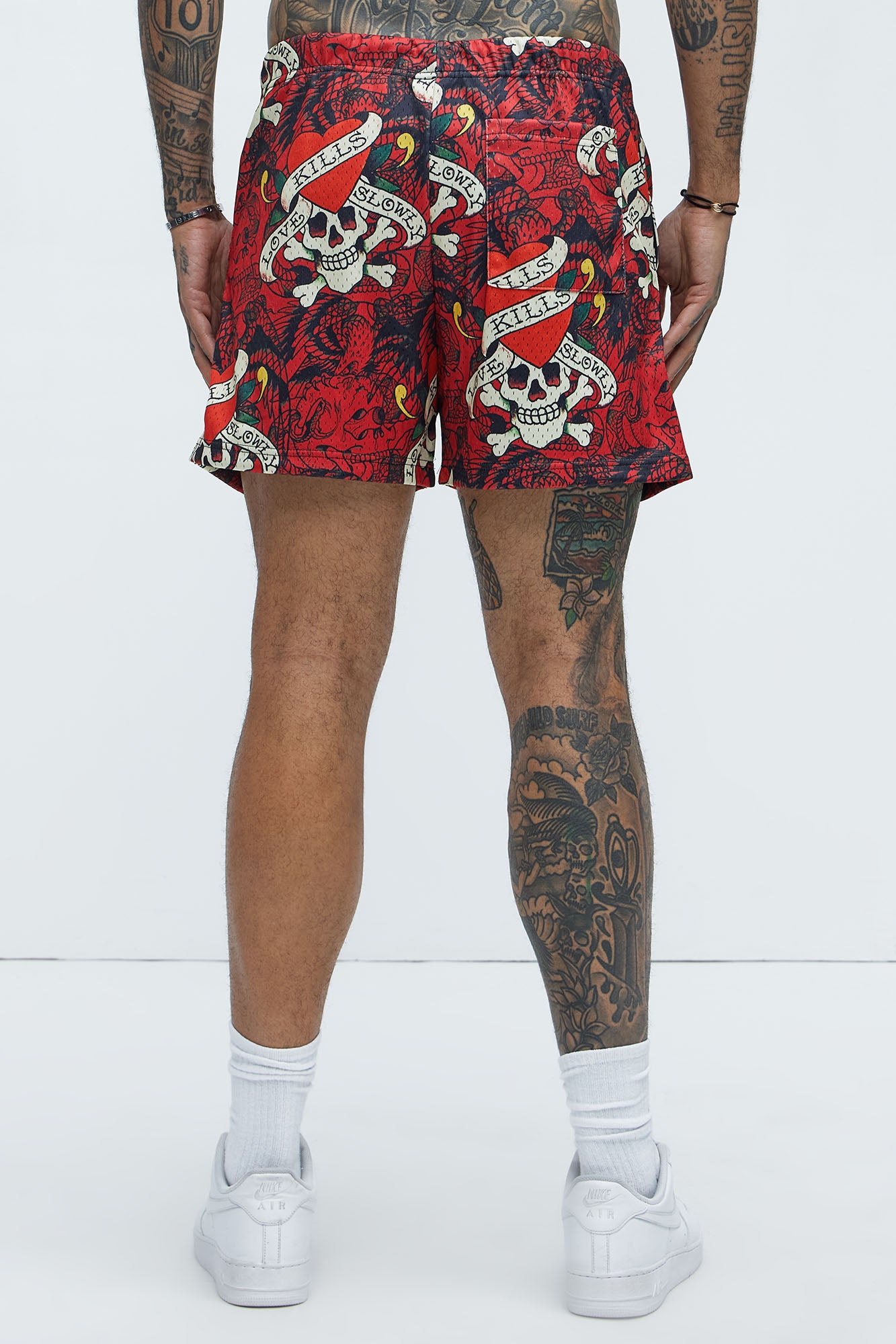Ed Hardy Relaxed All Over Print Mesh Short - Red - Image 5