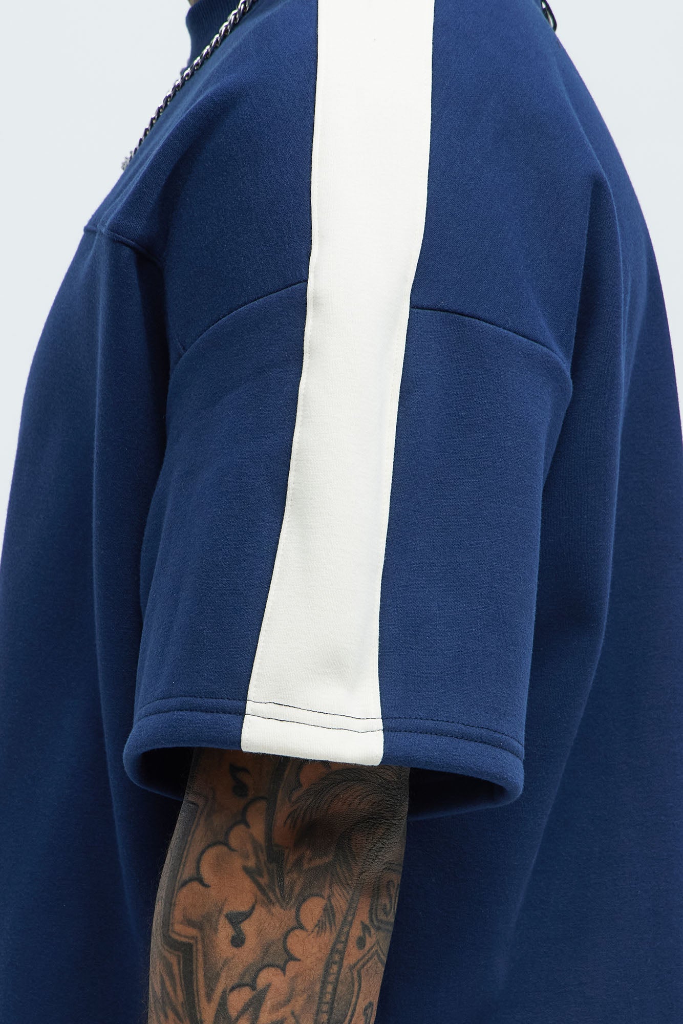 Tyson Oversized Heavyweight Striped Tee - Navy - Image 3
