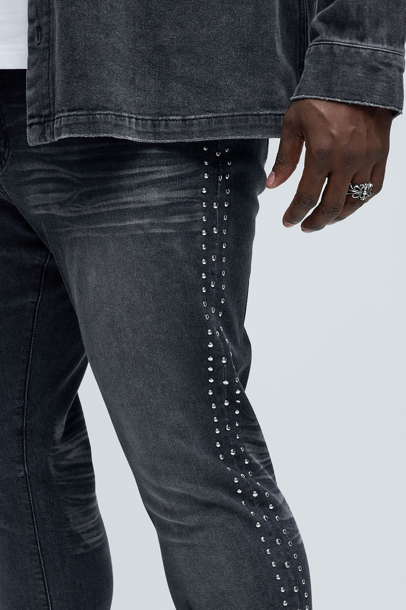 Stud Behavior Slim Jeans - Black Wash - Image 8