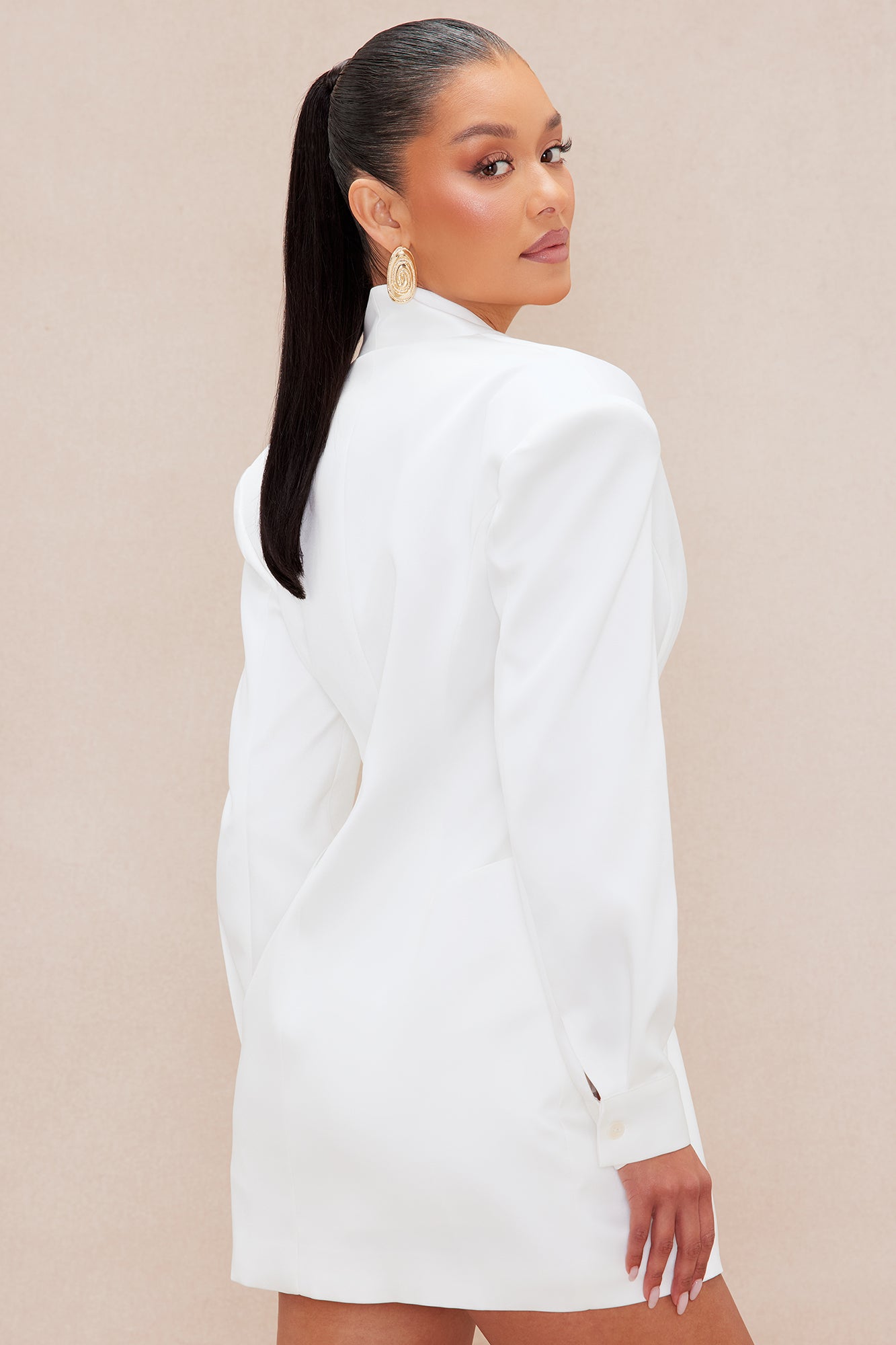 Vixen Satin Blazer Suit Set - White - Image 4
