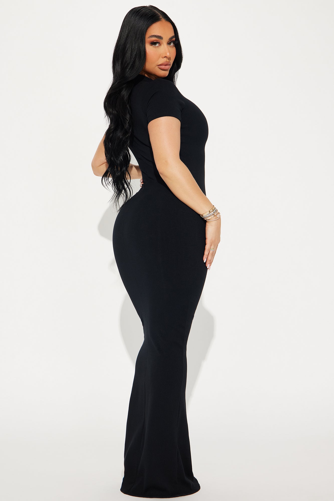 Cora Snatched Maxi Dress - Black - Image 3