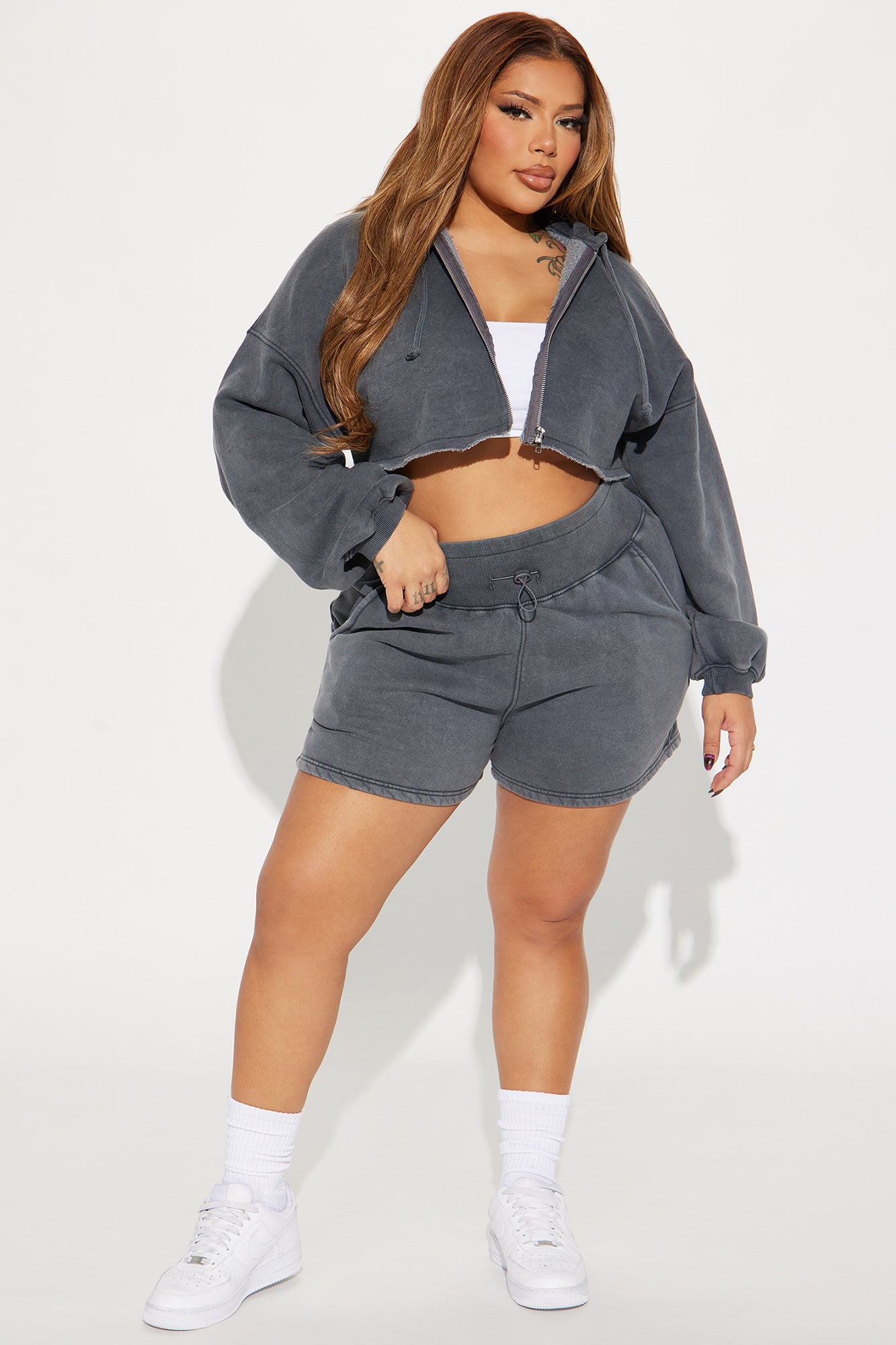 On The Go Fleece Short Set - Charcoal - Image 5