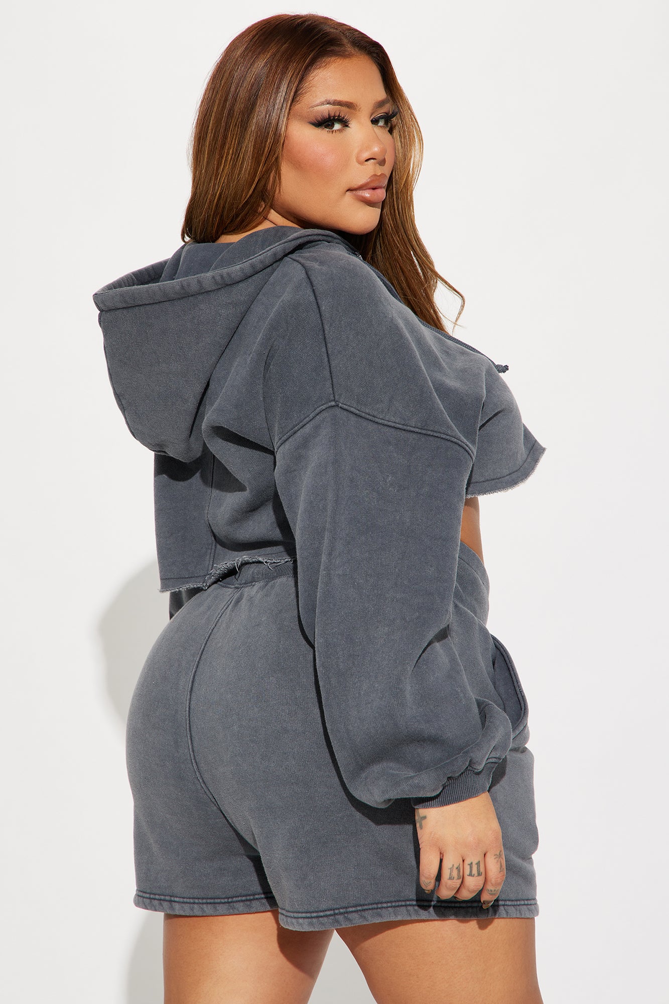 On The Go Fleece Short Set - Charcoal - Image 6