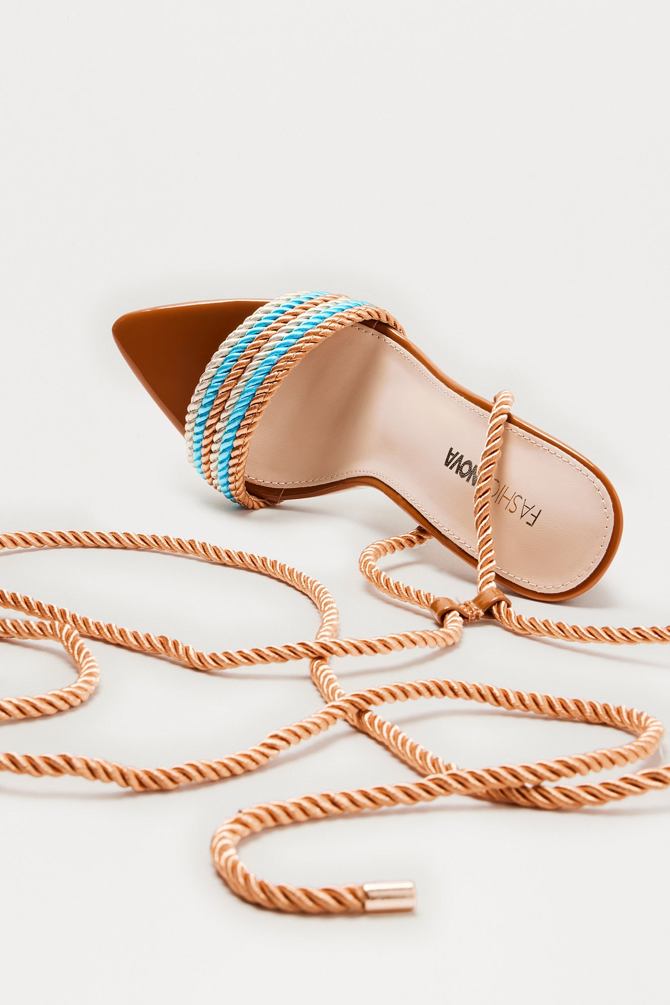 Caspian Wrap Up Heels - Brown/combo - Image 3