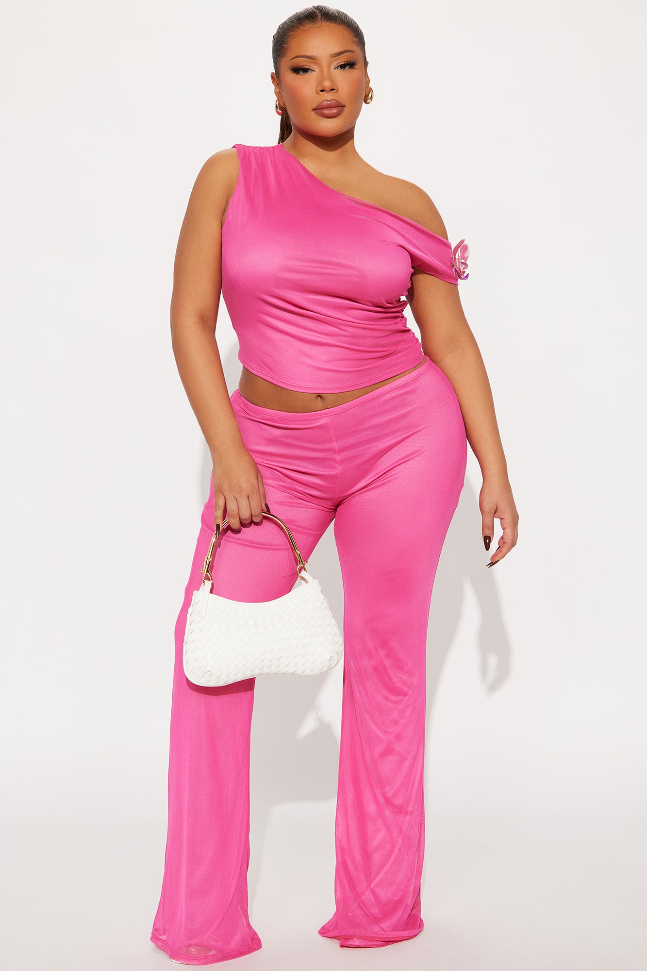 Cindy On Brunch Mesh Pant Set - Fuchsia - Image 5