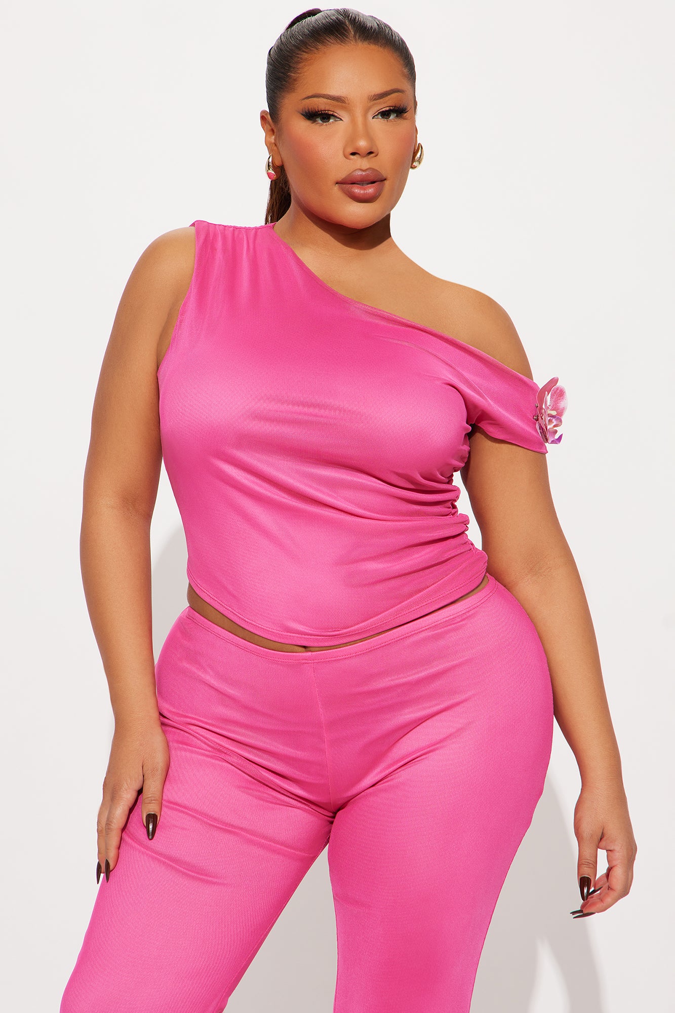 Cindy On Brunch Mesh Pant Set - Fuchsia - Image 6