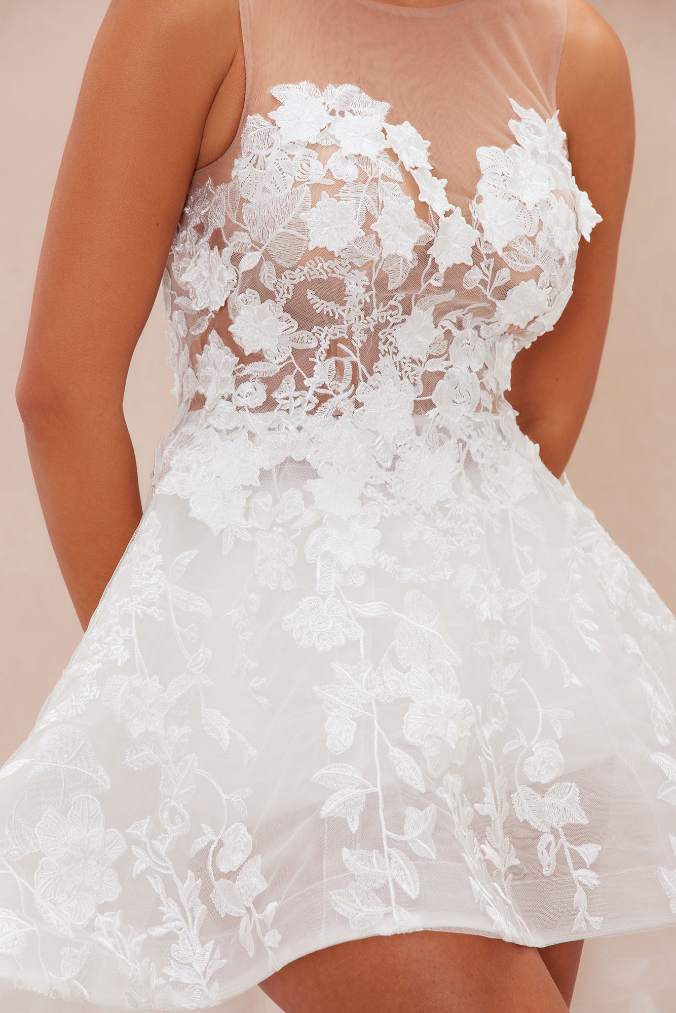 Alicia Embroidered High Low Gown - White - Image 3