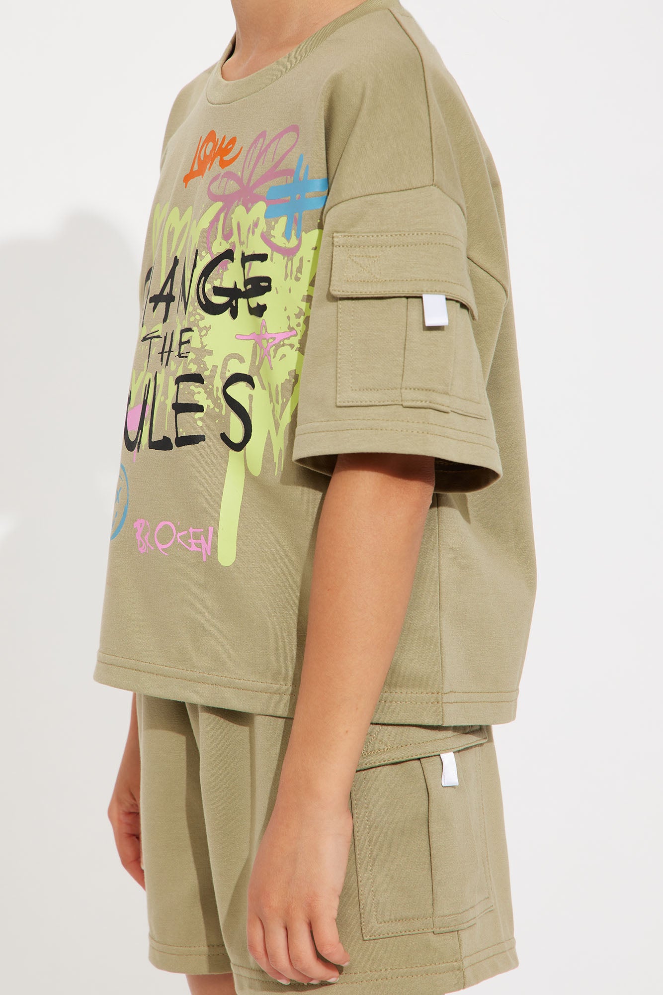 Mini Change The Rules Cargo Short Set - Olive - Image 4
