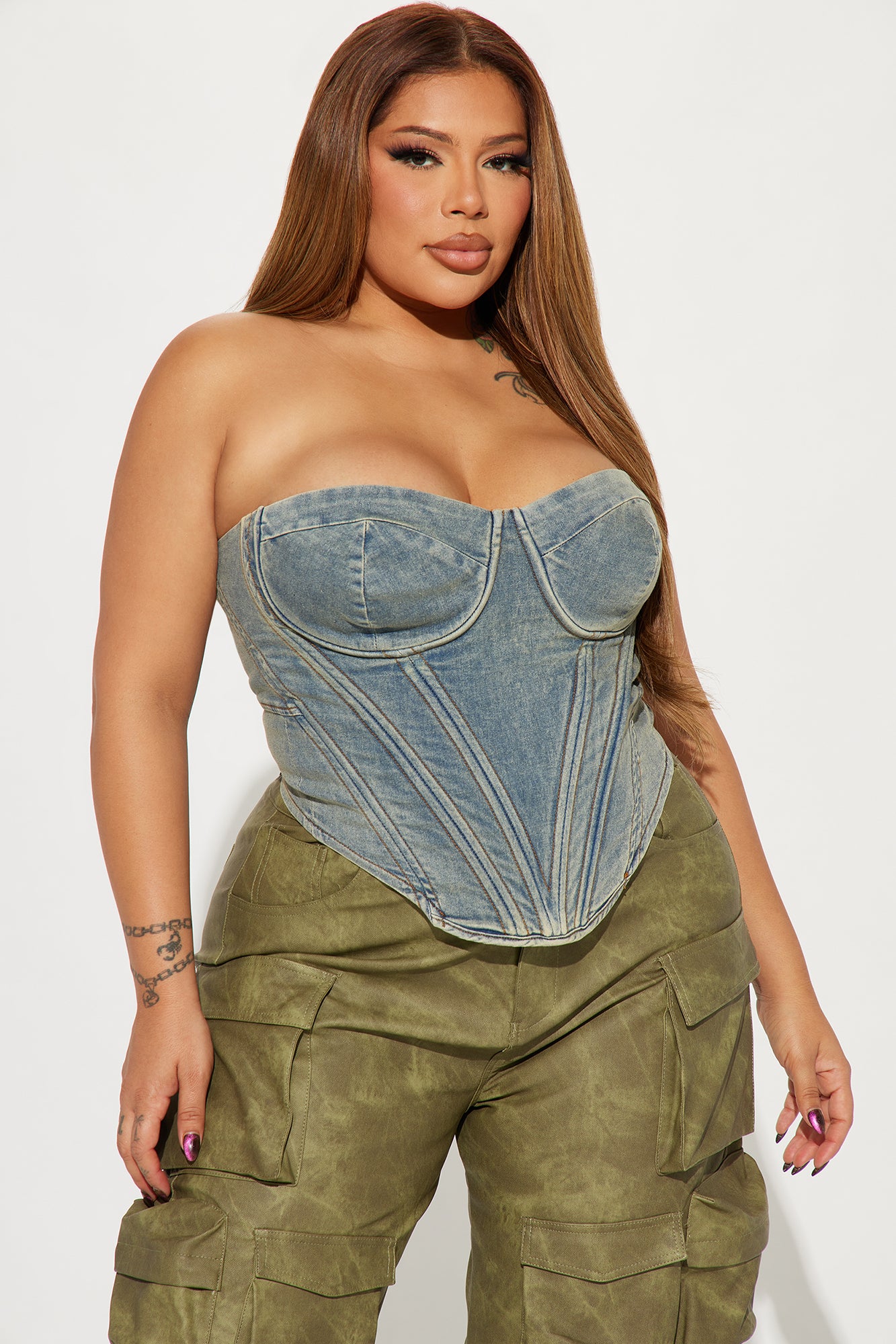 Bae For Tonight Denim Corset Top - Vintage Wash - Image 7