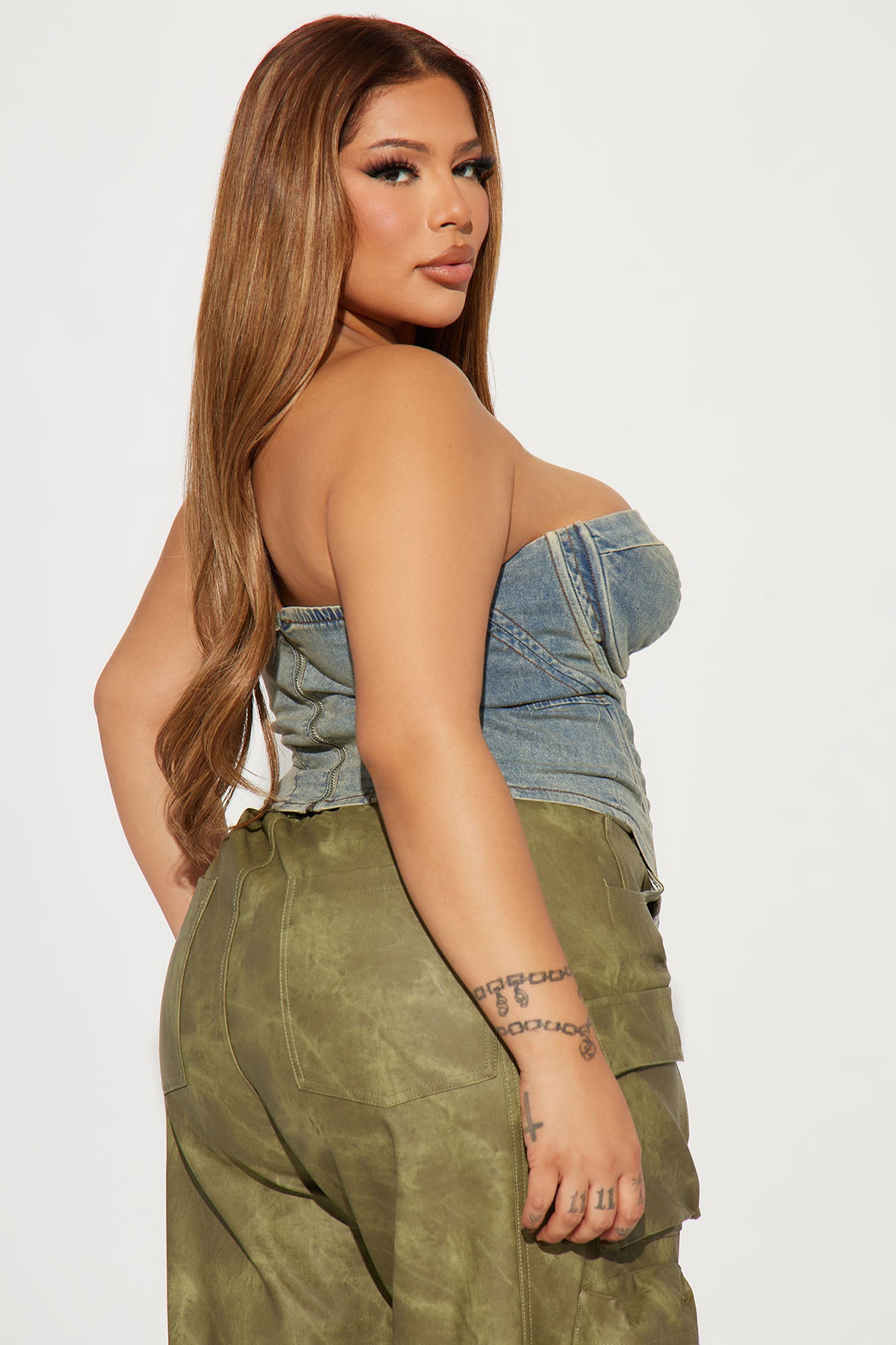 Bae For Tonight Denim Corset Top - Vintage Wash - Image 8