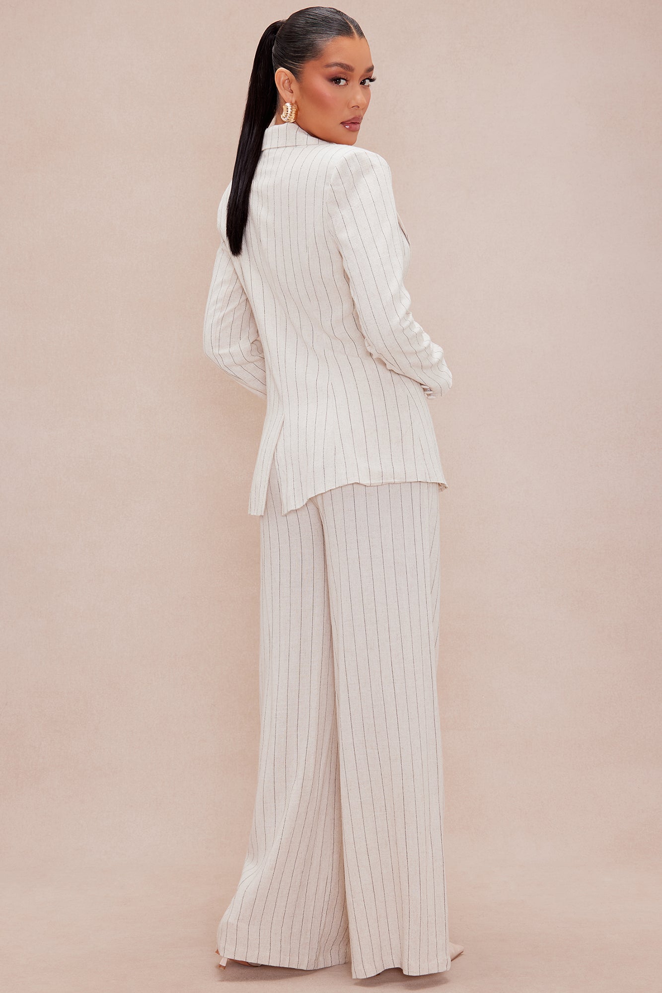 Camille Linen Blazer Suit Set - Cream/combo - Image 4