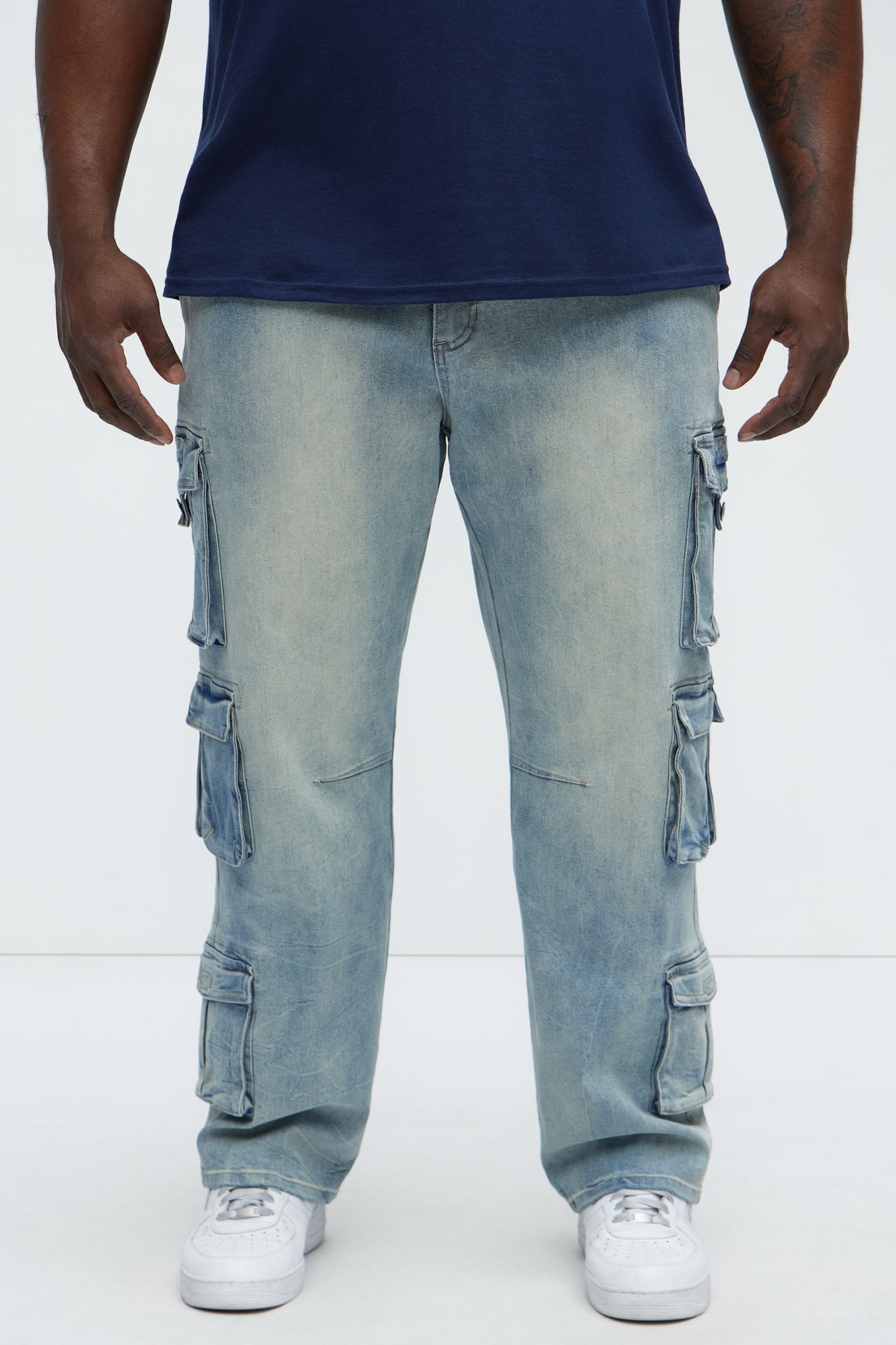 Bidding Straight Cargo Jeans - Light Wash - Image 6