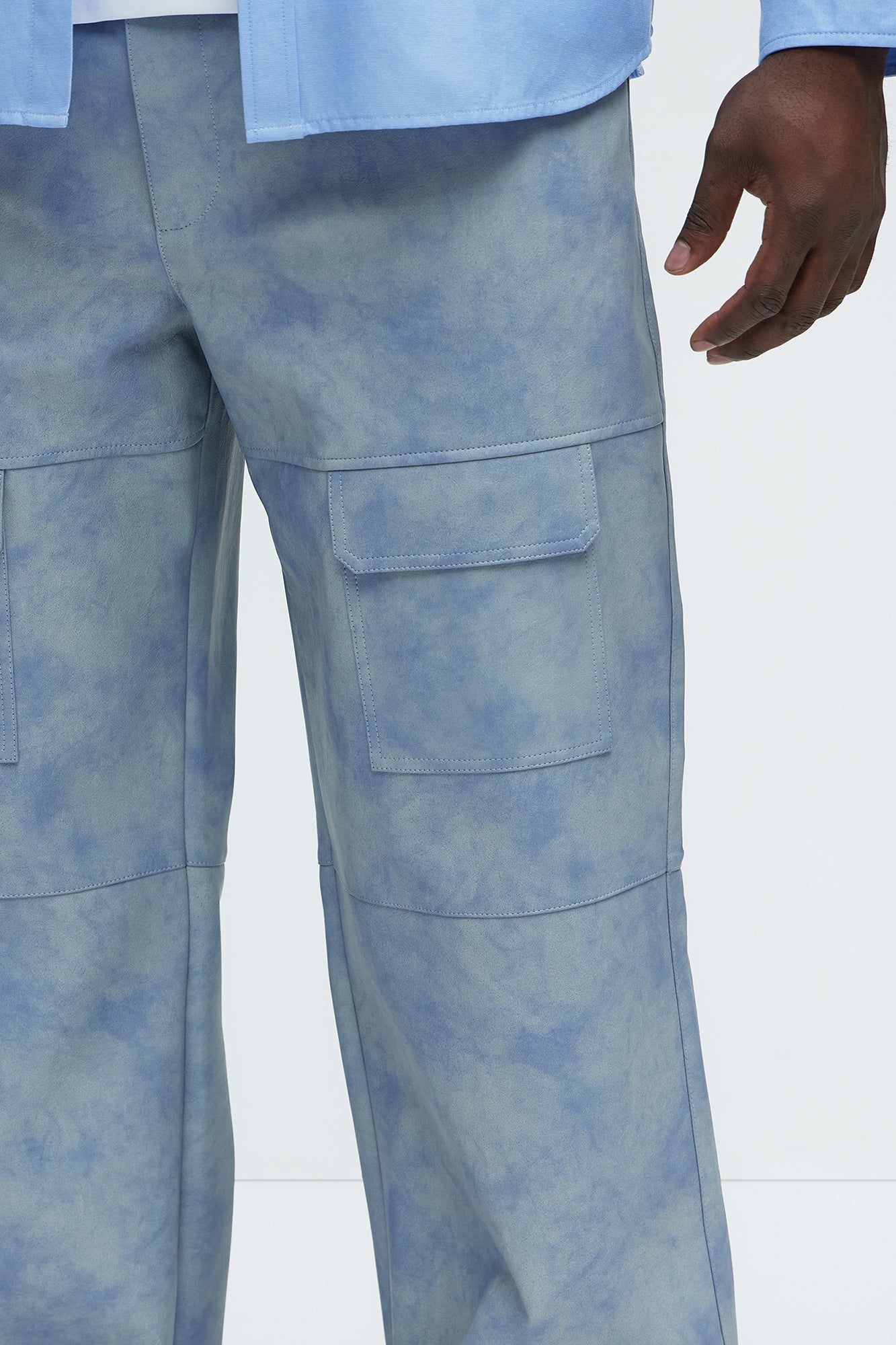 Baggy Pleather Cargo Pants - Blue - Image 7
