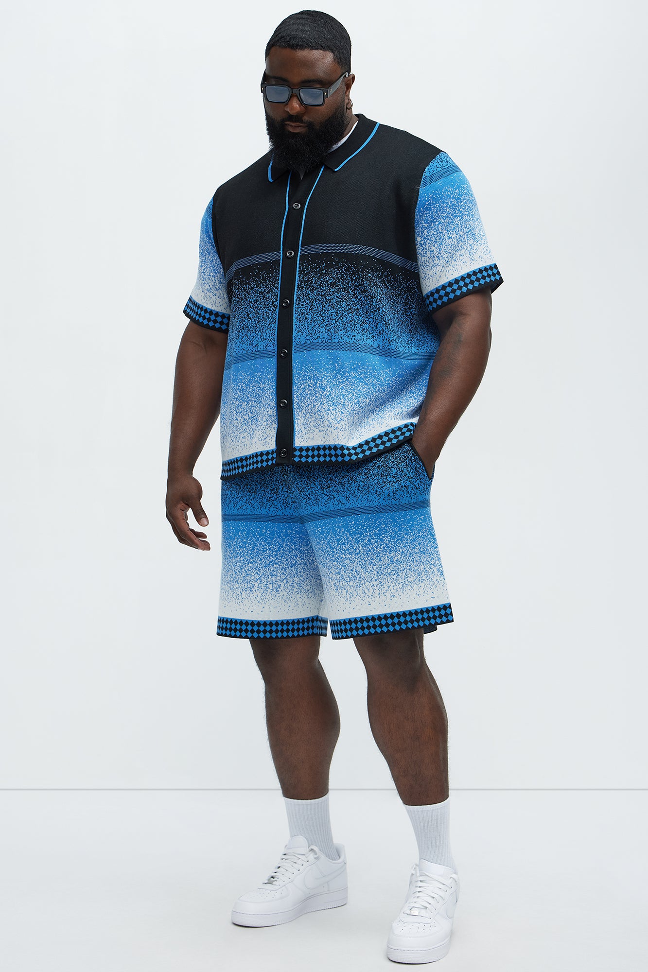 Day To Night Gradient Relaxed Knitted Shorts - Multi Color - Image 7