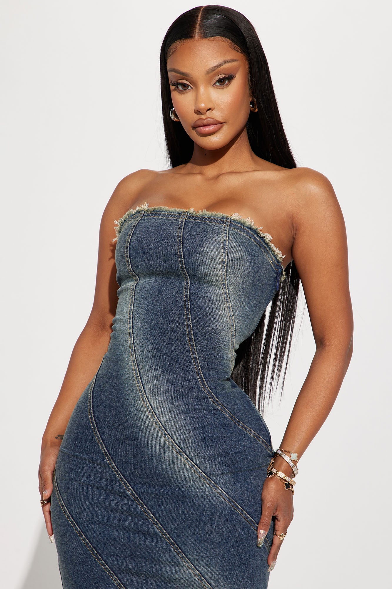 Dana Denim Maxi Dress - Denim - Image 6
