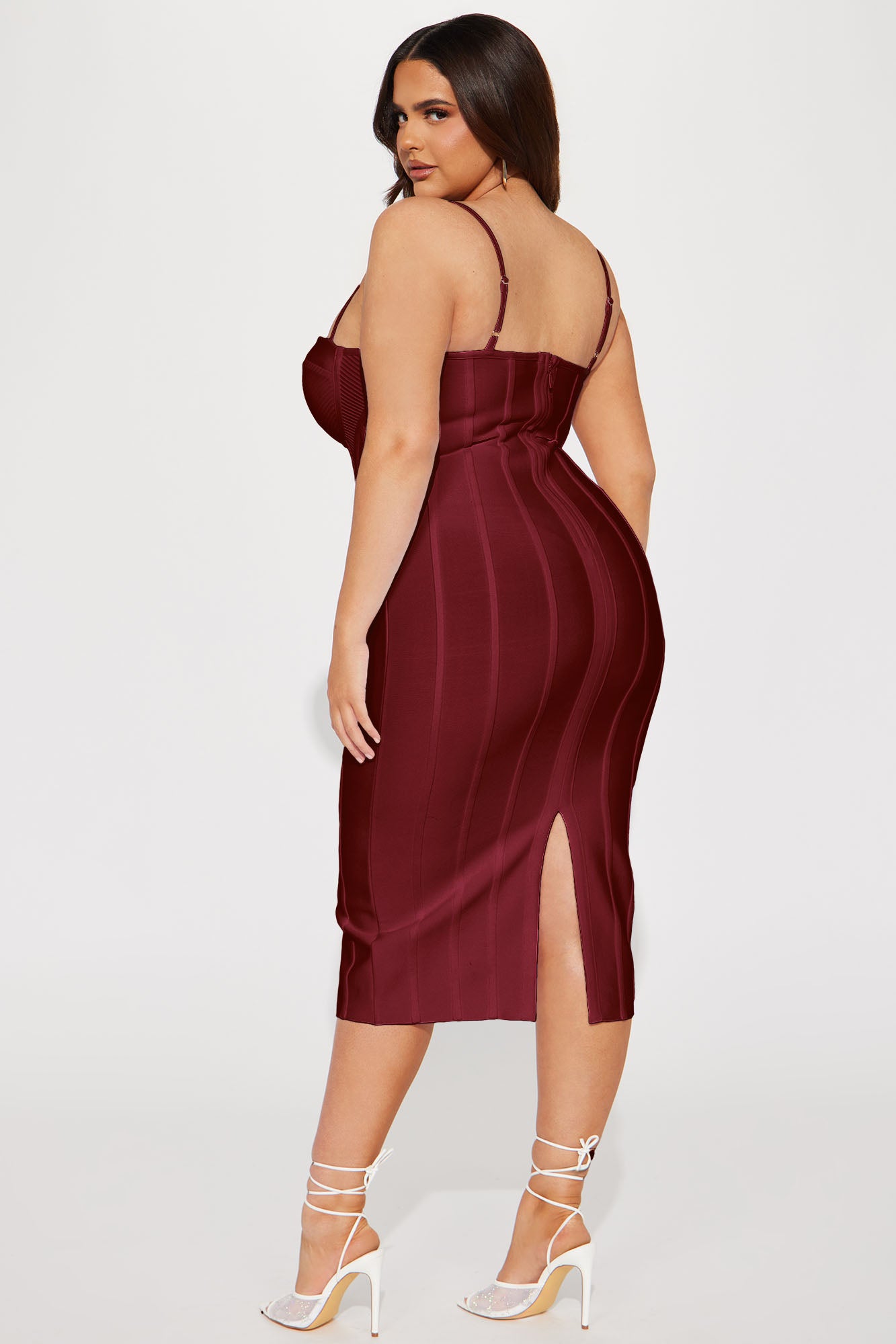 Victoria Bandage Midi Dress - Wine - Image 7