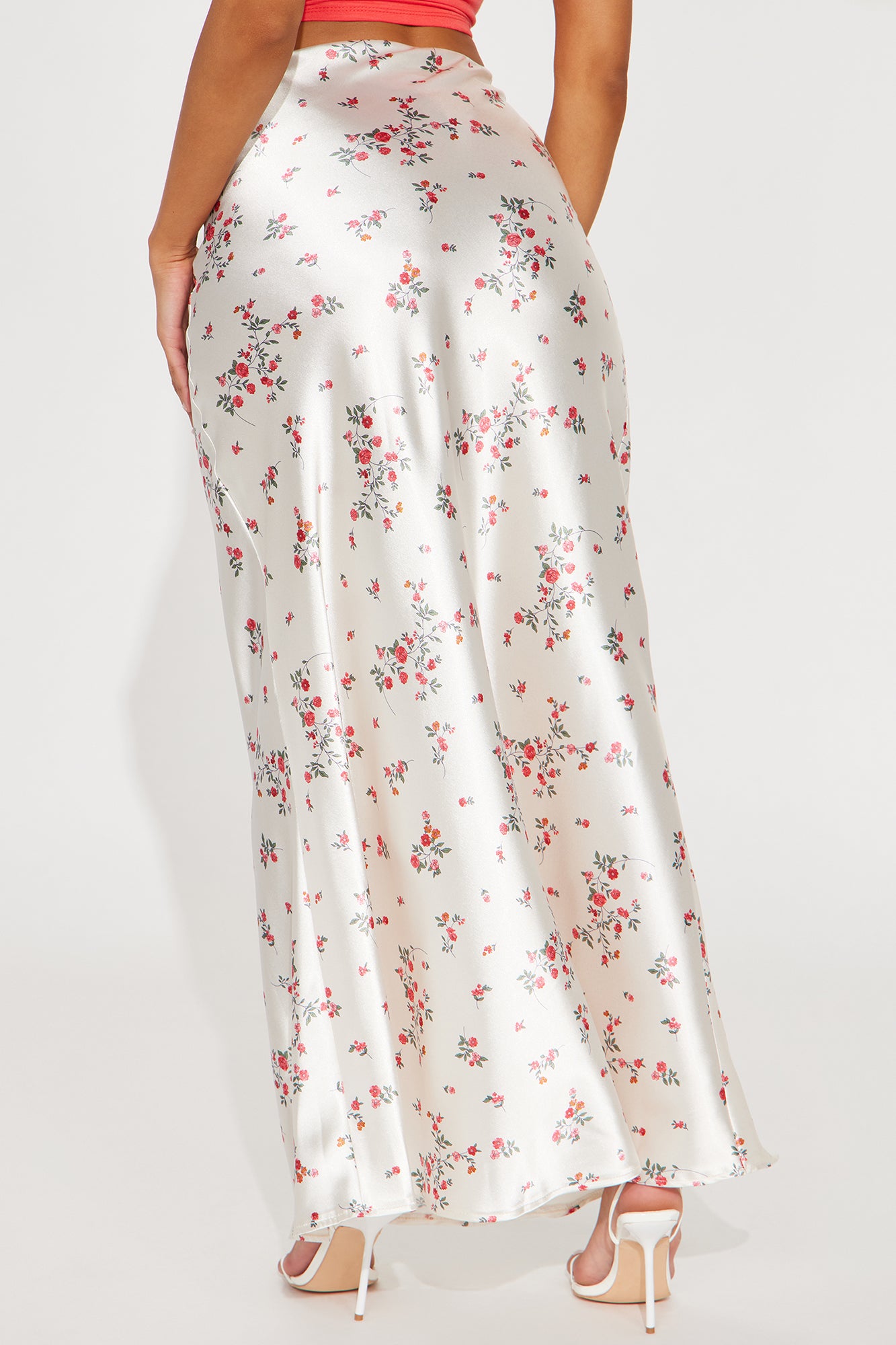 Buy Myself Flowers Satin Maxi Skirt - Champagne - Image 3