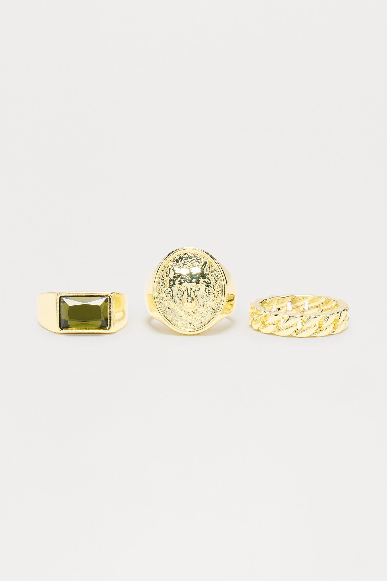 Wolf Signet Ring Set - Gold - Image 3