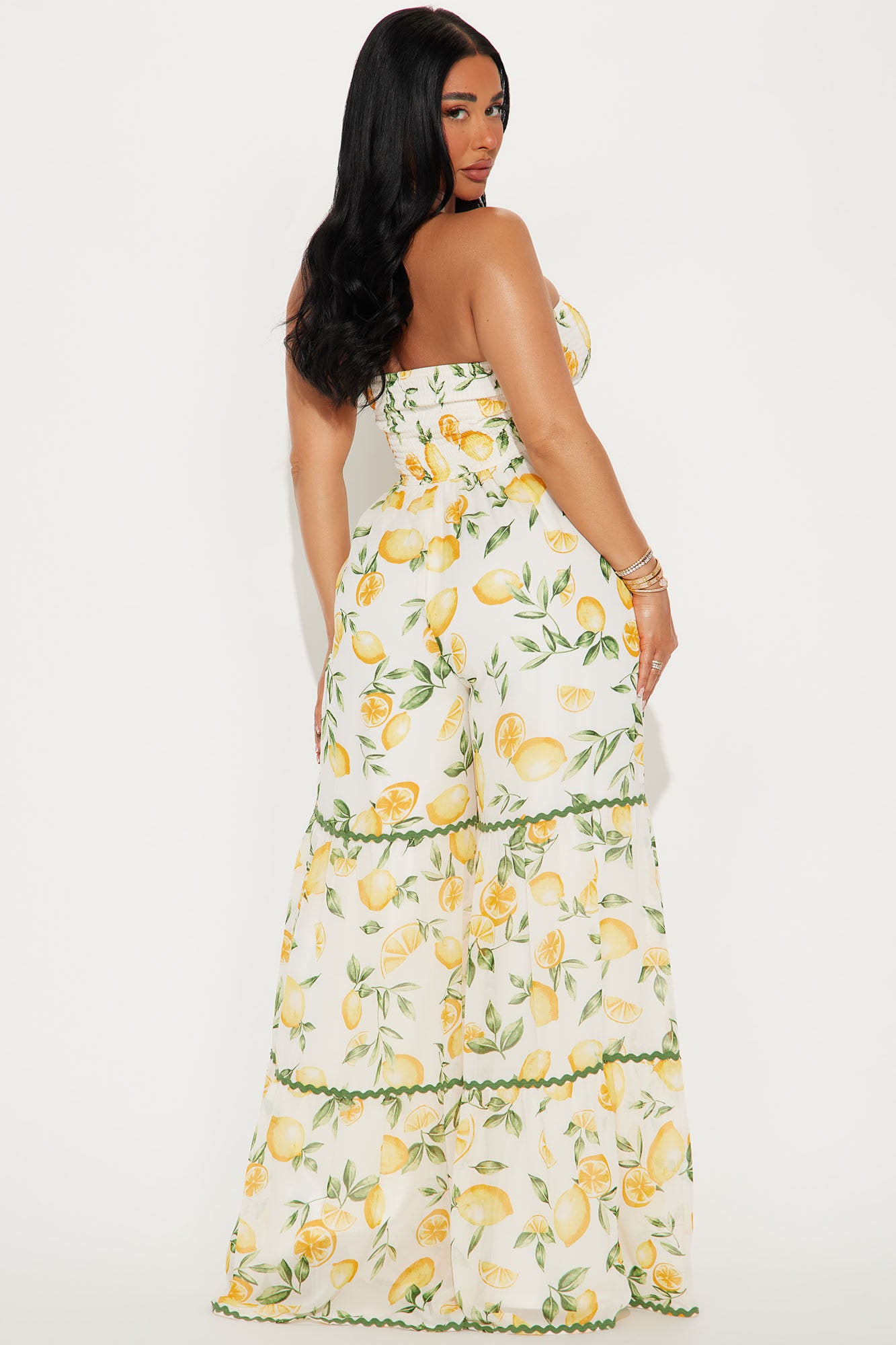 Brighten Your Day Fruit Print Jumpsuit - Yellow/combo - Image 3