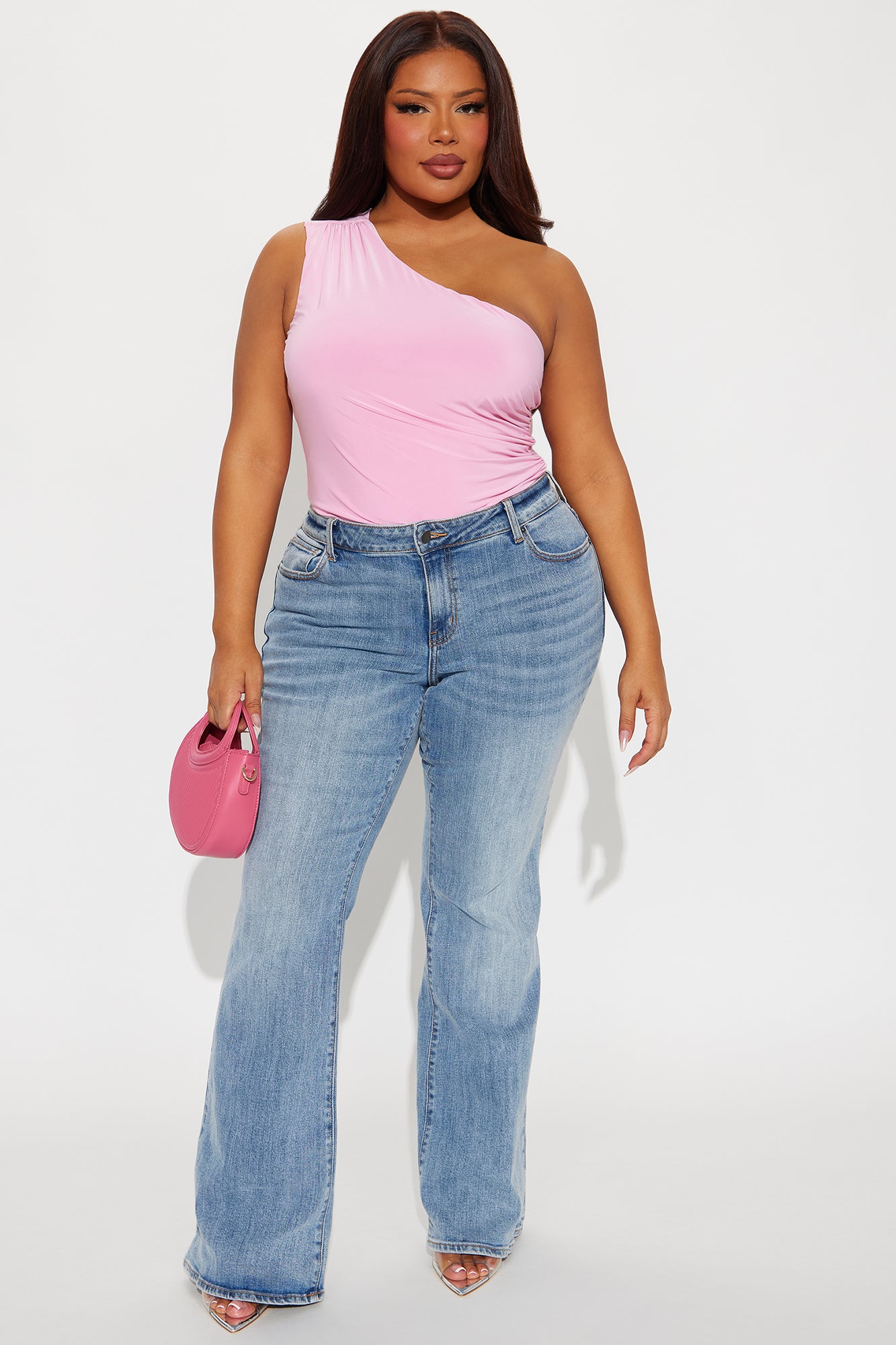 Living Proof One Shoulder Ruched Bodysuit - Pink - Image 6