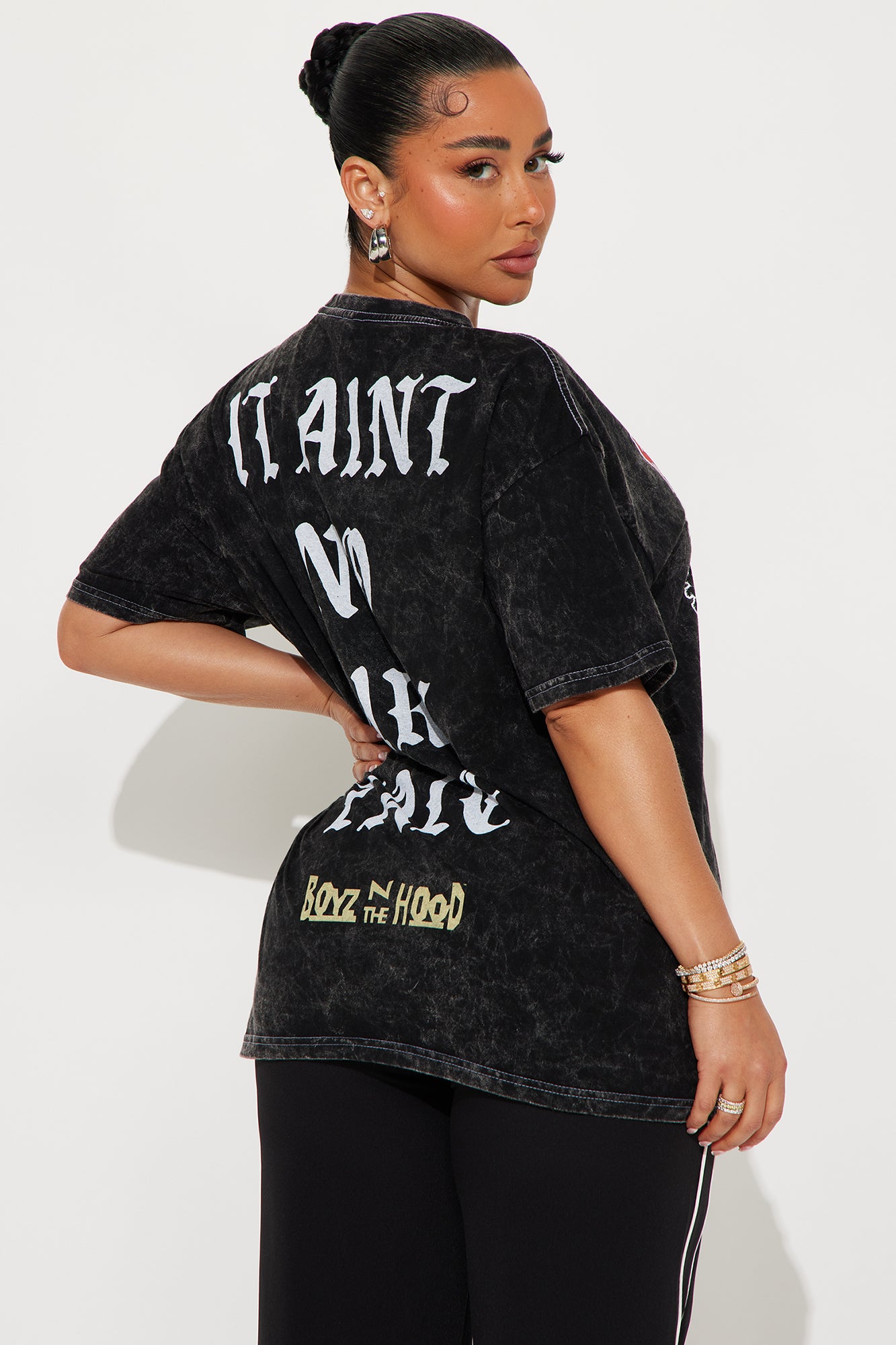 Boyz N The Hood Washed Oversized Tee - Black - Image 4