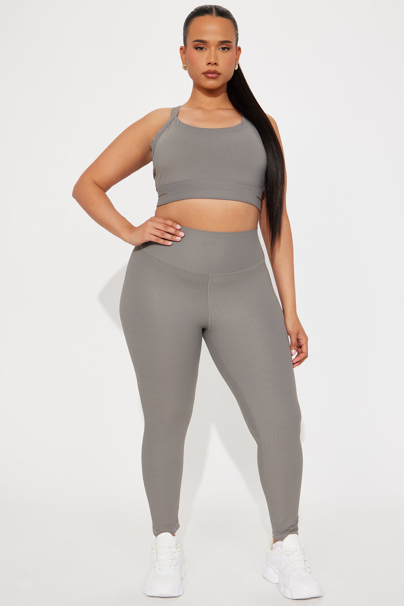 Breath Control Ribbed Active Set - Charcoal - Image 4
